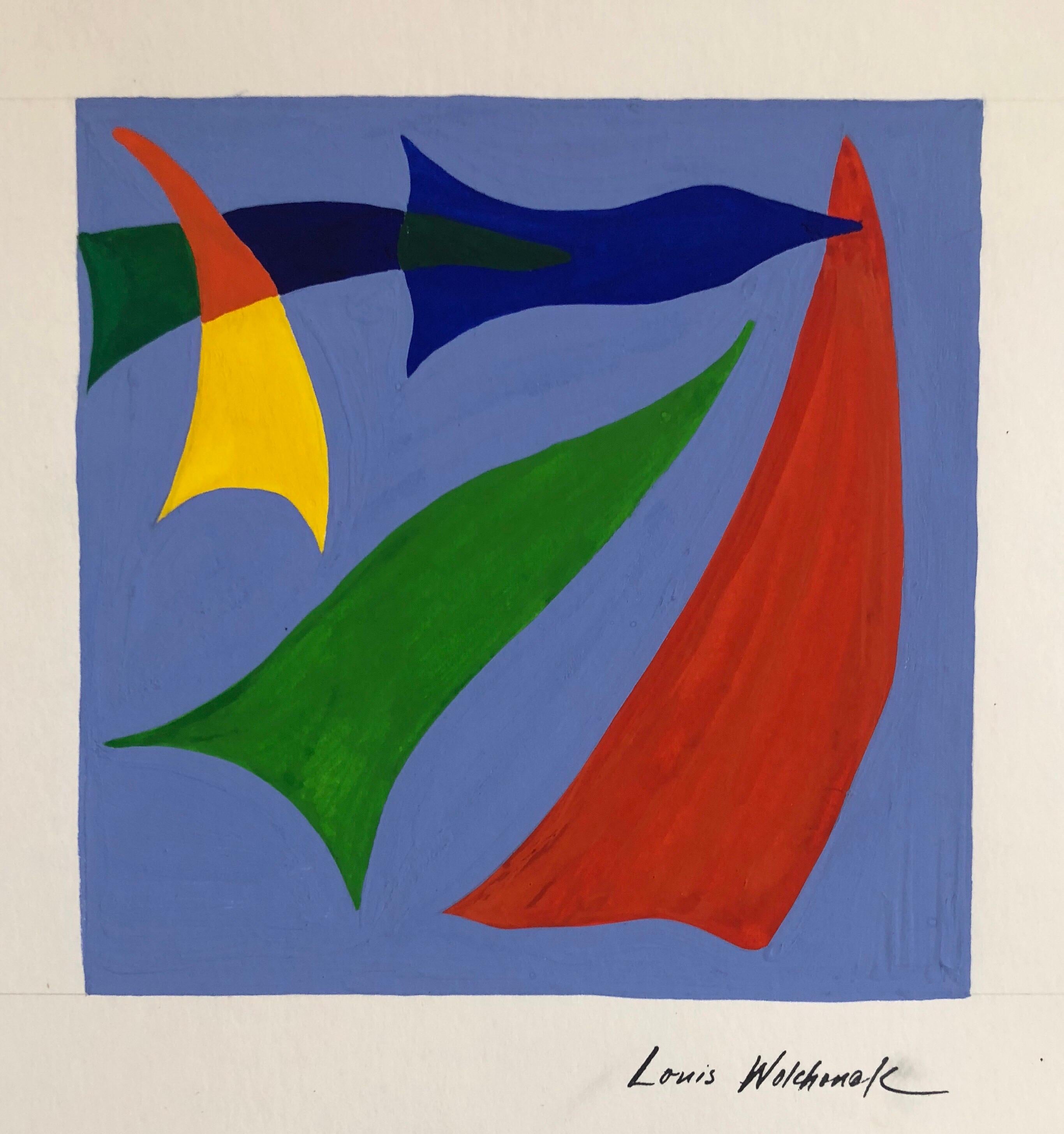 Frühes abstrakt-expressionistisches Gouache-Gemälde, WPA, jüdischer Künstler – Painting von Louis Wolchonok