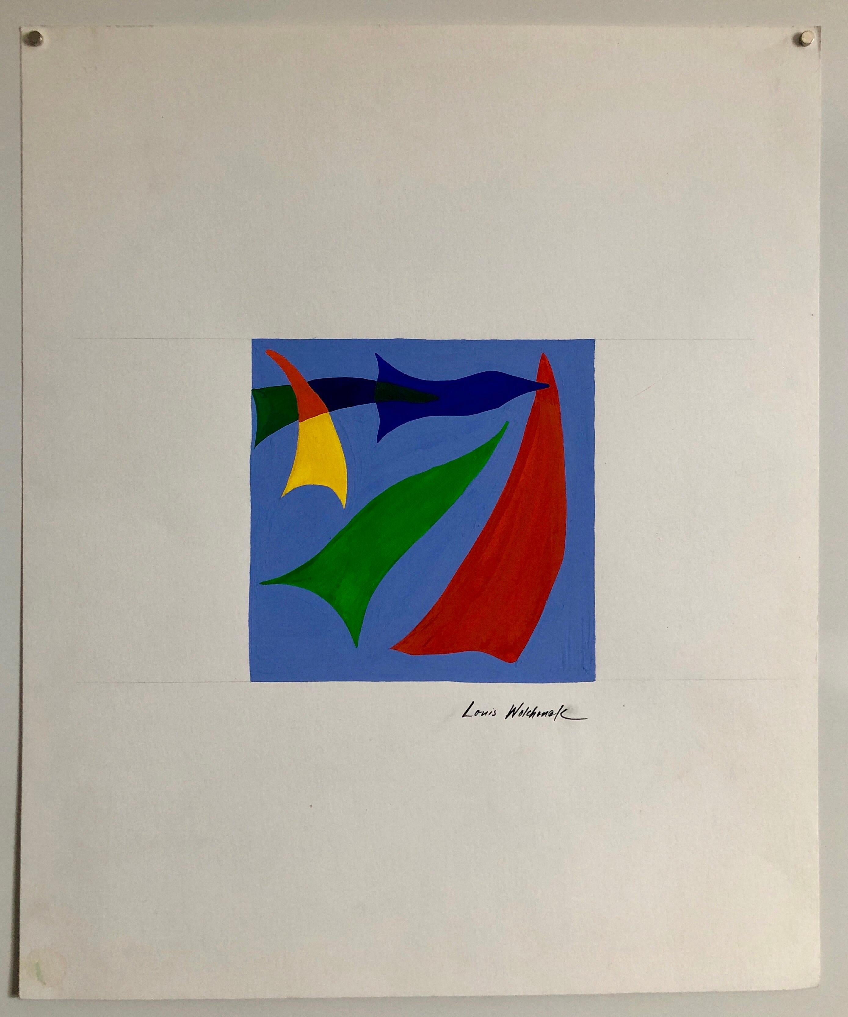 Frühes abstrakt-expressionistisches Gouache-Gemälde, WPA, jüdischer Künstler (Moderne), Painting, von Louis Wolchonok
