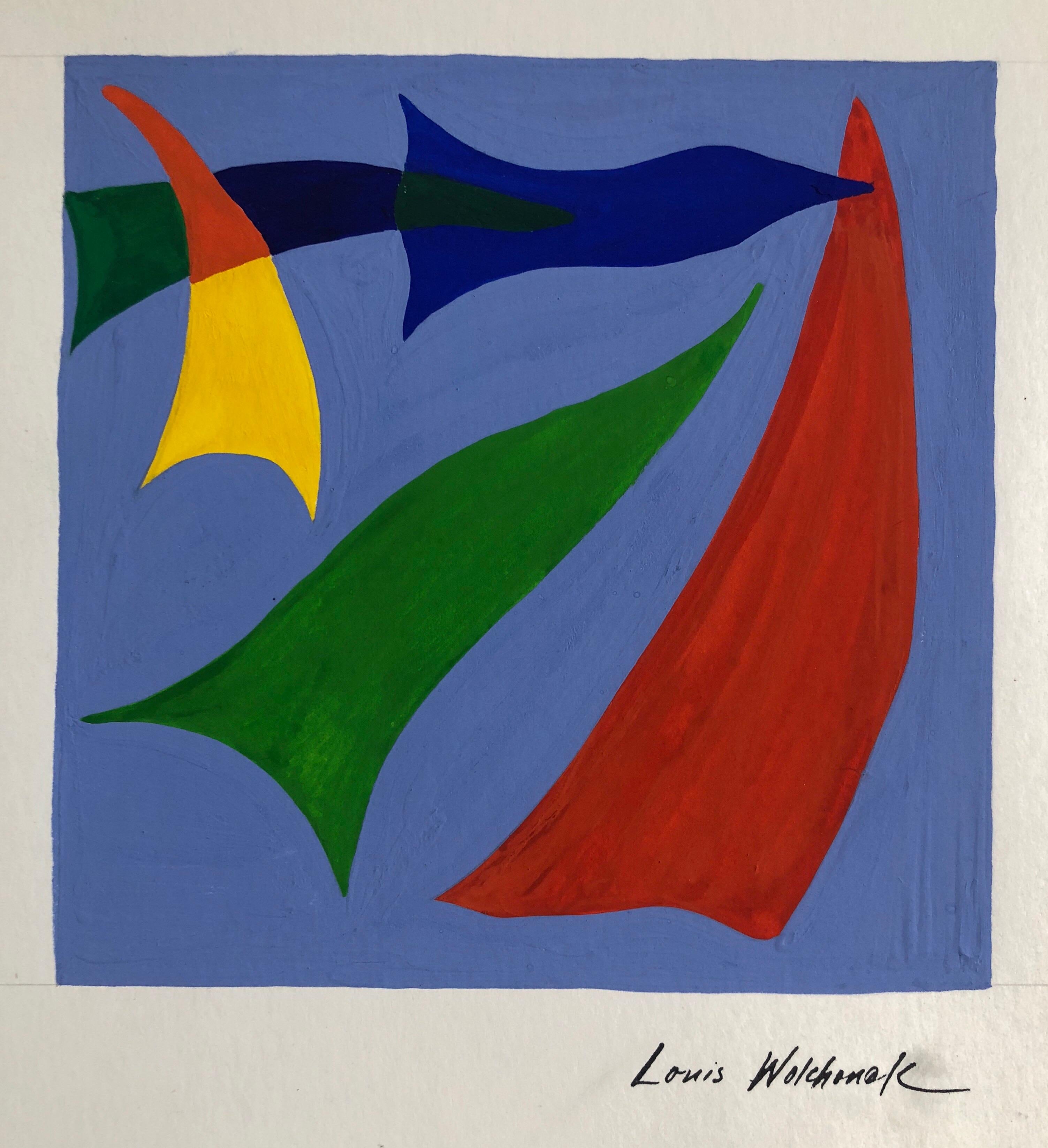 Louis Wolchonok Abstract Painting – Frühes abstrakt-expressionistisches Gouache-Gemälde, WPA, jüdischer Künstler