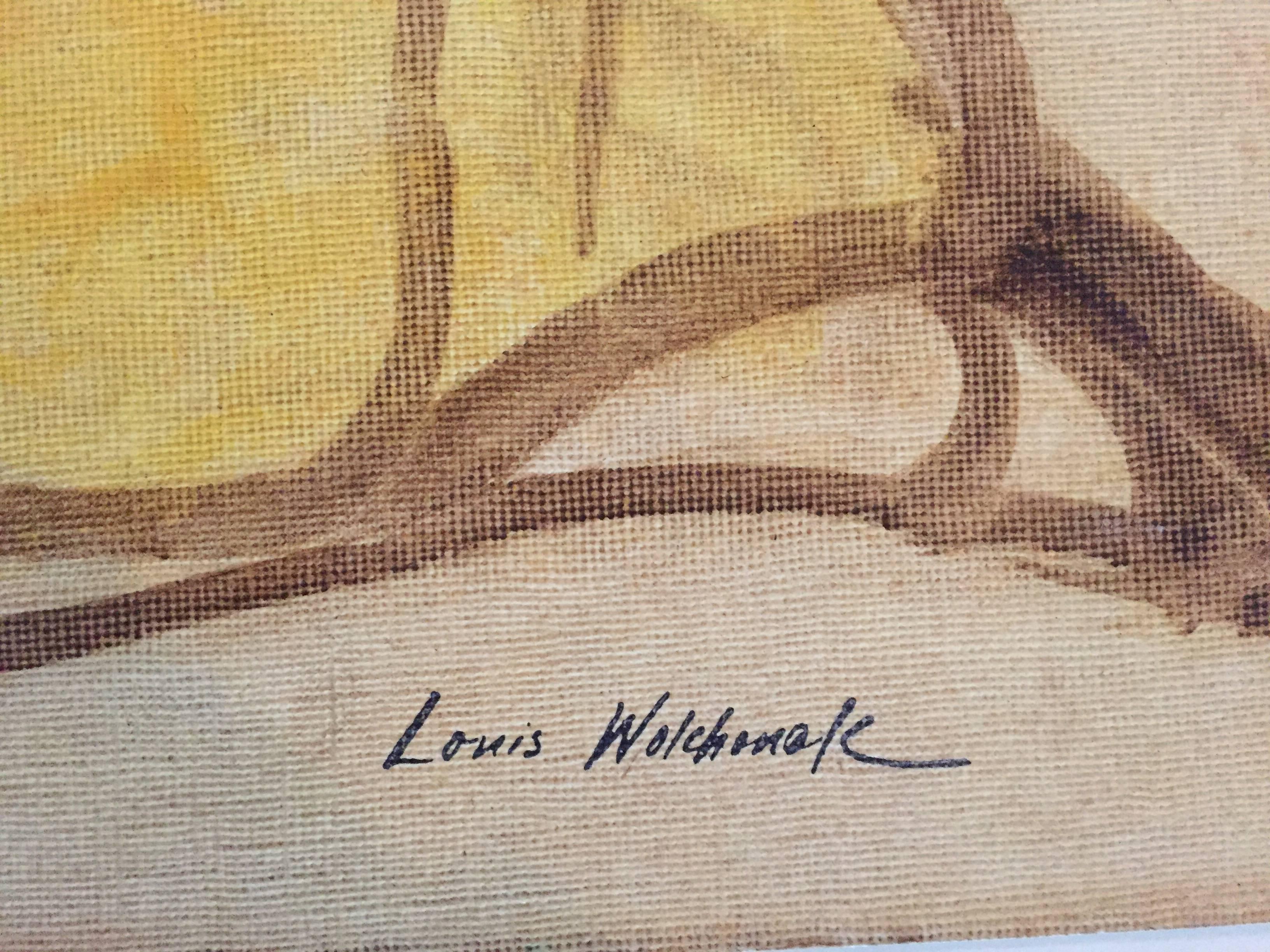 Girl in Yellow Dress - Painting by Louis Wolchonok