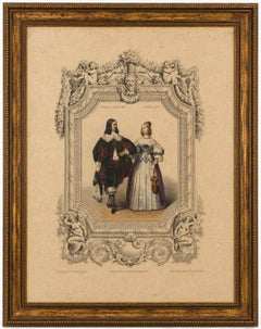 Louis XIII & Anne of Austria French Court Costume Lithograph, 1847