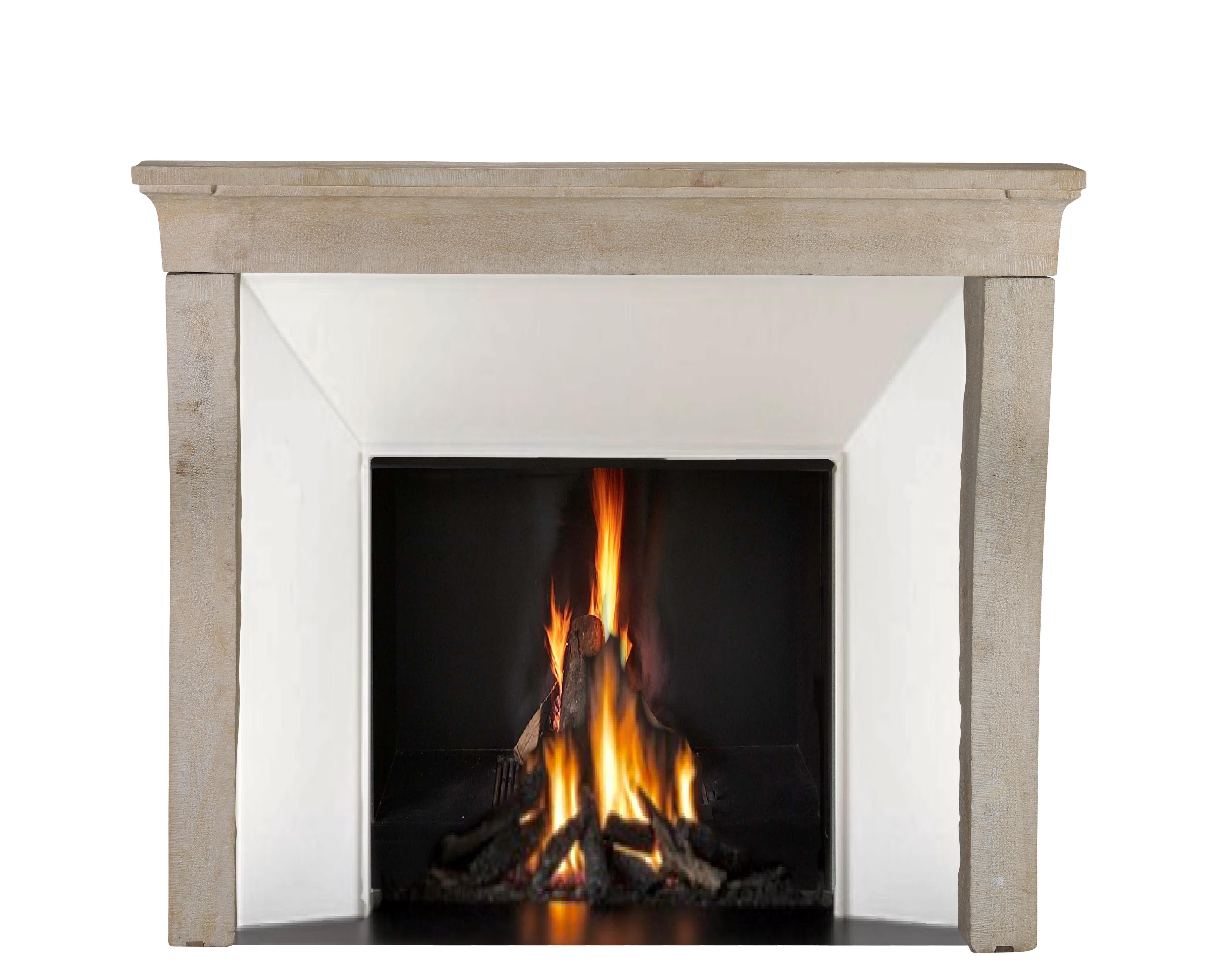 Louis XIII French Rustic Style Fireplace Surround In Timeless Beige Sandstone For Sale 8