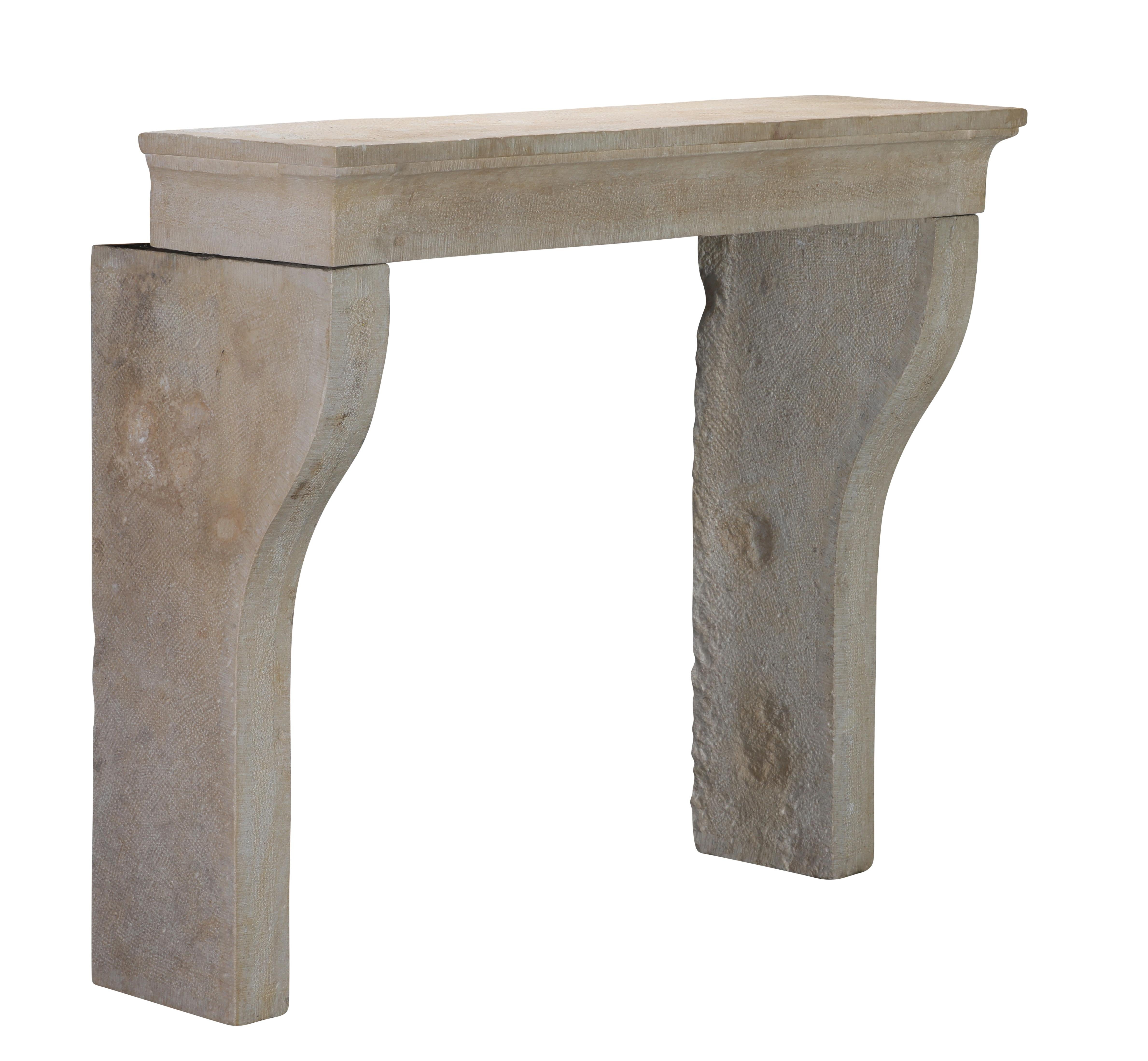 Louis XIII French Rustic Style Fireplace Surround In Timeless Beige Sandstone For Sale 9