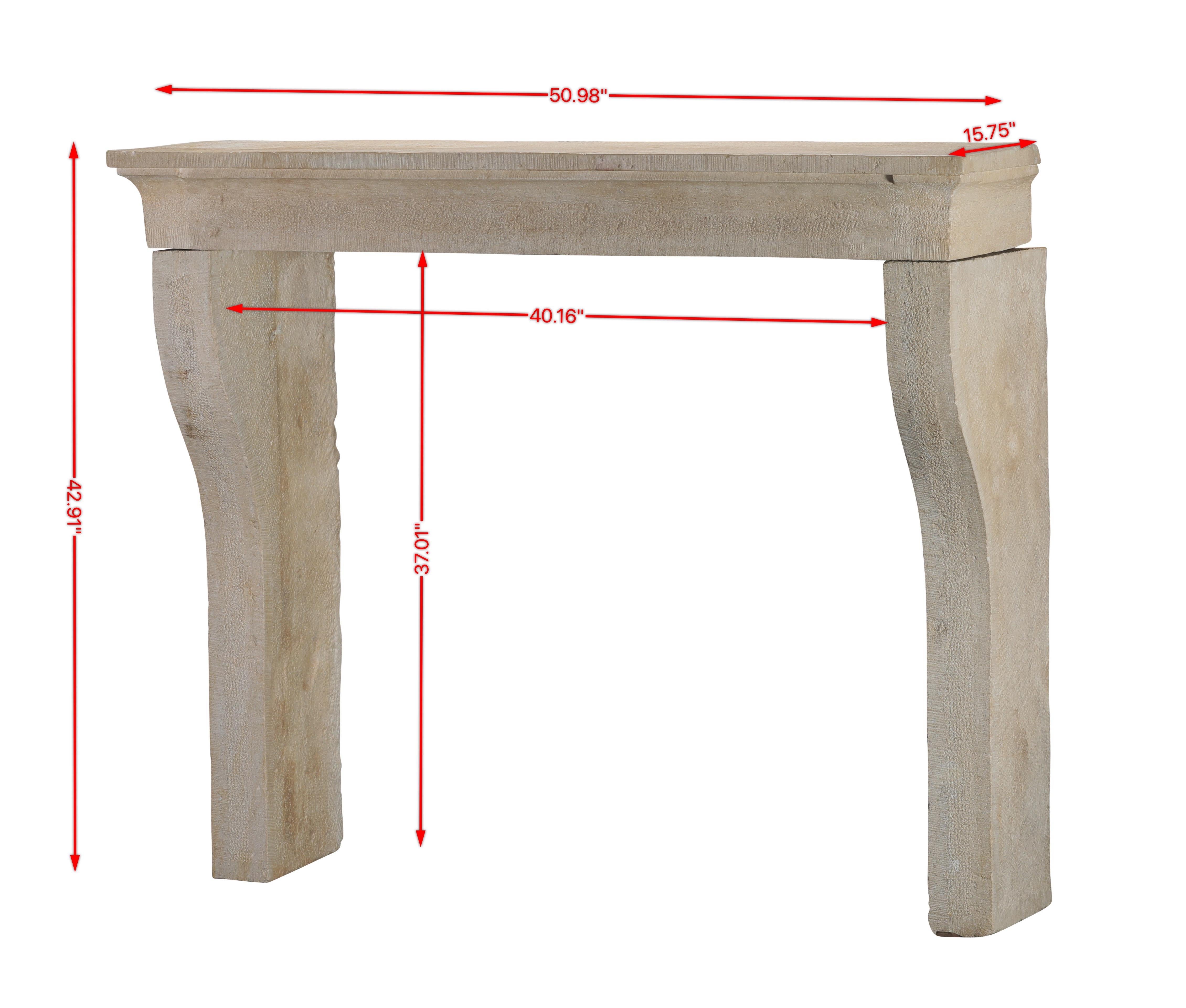 Chamfered Louis XIII French Rustic Style Fireplace Surround In Timeless Beige Sandstone For Sale