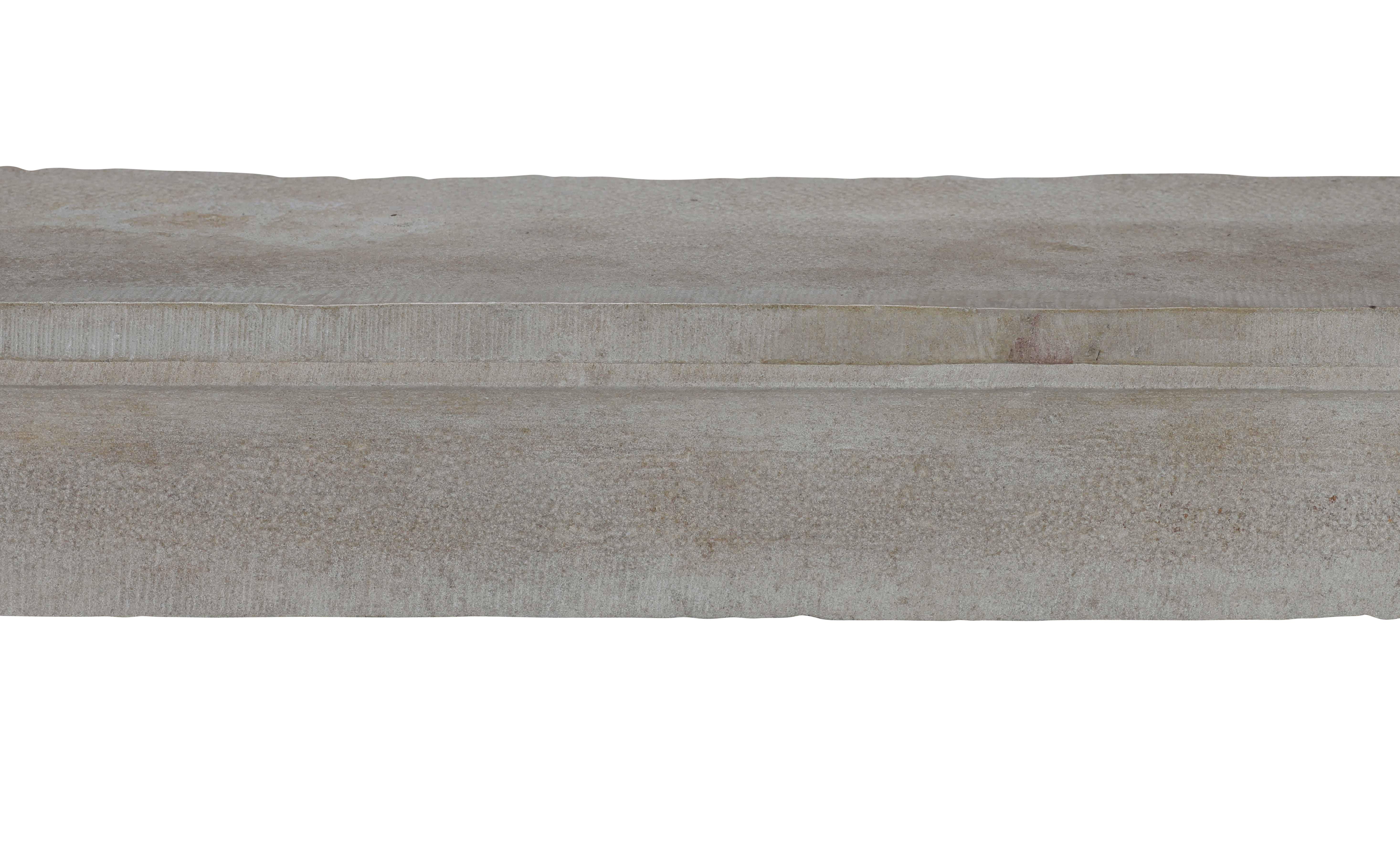 19th Century Louis XIII French Rustic Style Fireplace Surround In Timeless Beige Sandstone For Sale