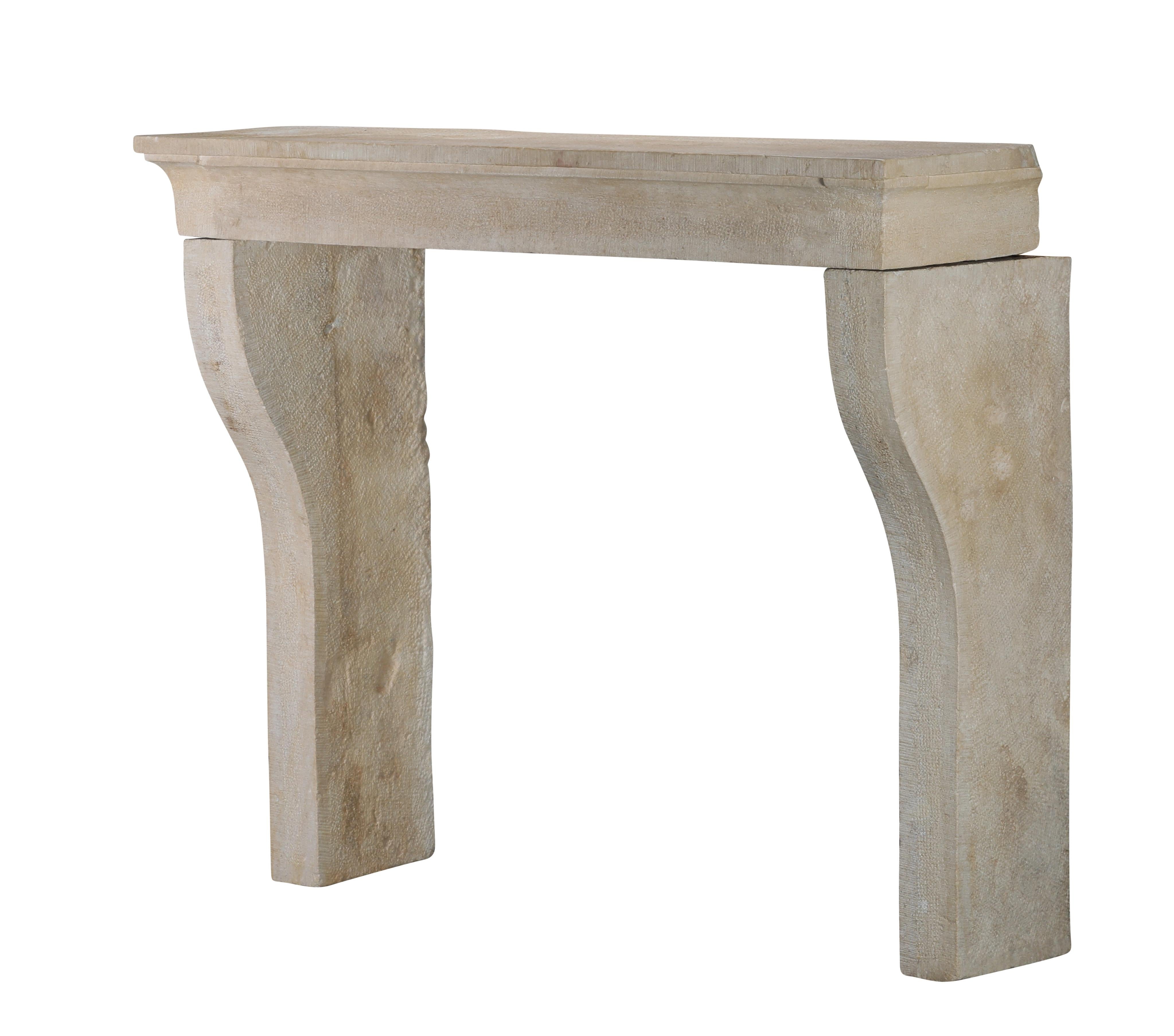 Limestone Louis XIII French Rustic Style Fireplace Surround In Timeless Beige Sandstone For Sale