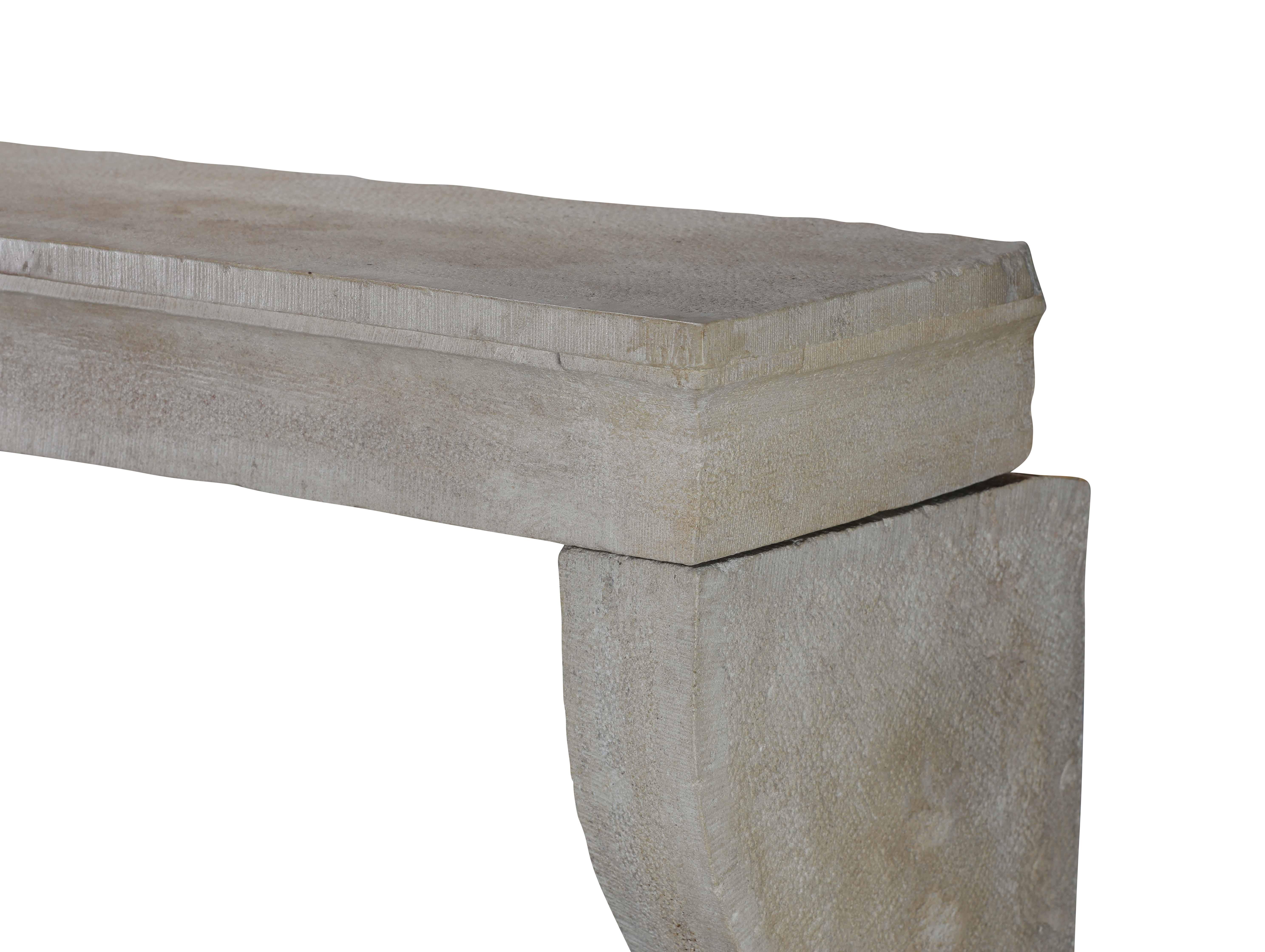 Louis XIII French Rustic Style Fireplace Surround In Timeless Beige Sandstone For Sale 1