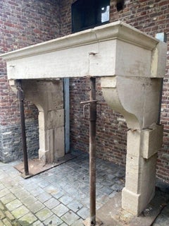 Louis XIII Limestone Fireplace Mantel