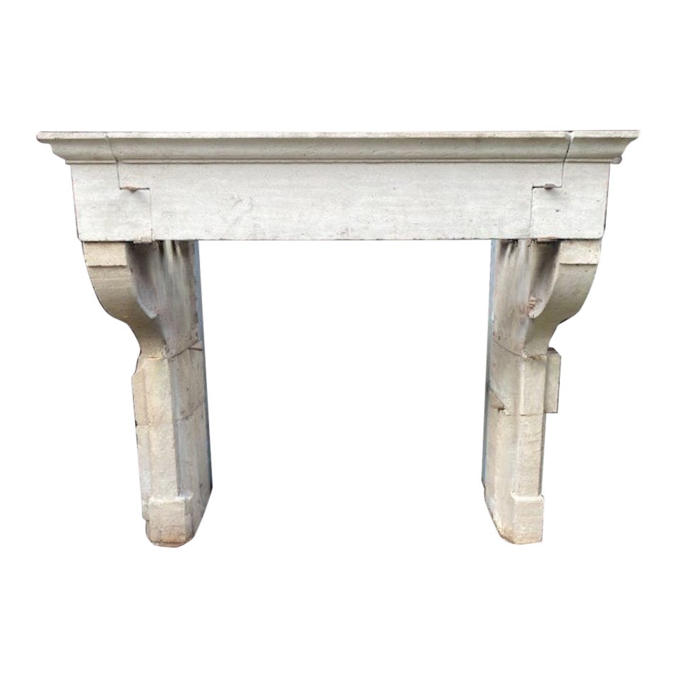 Louis XIII Limestone Fireplace Mantel For Sale