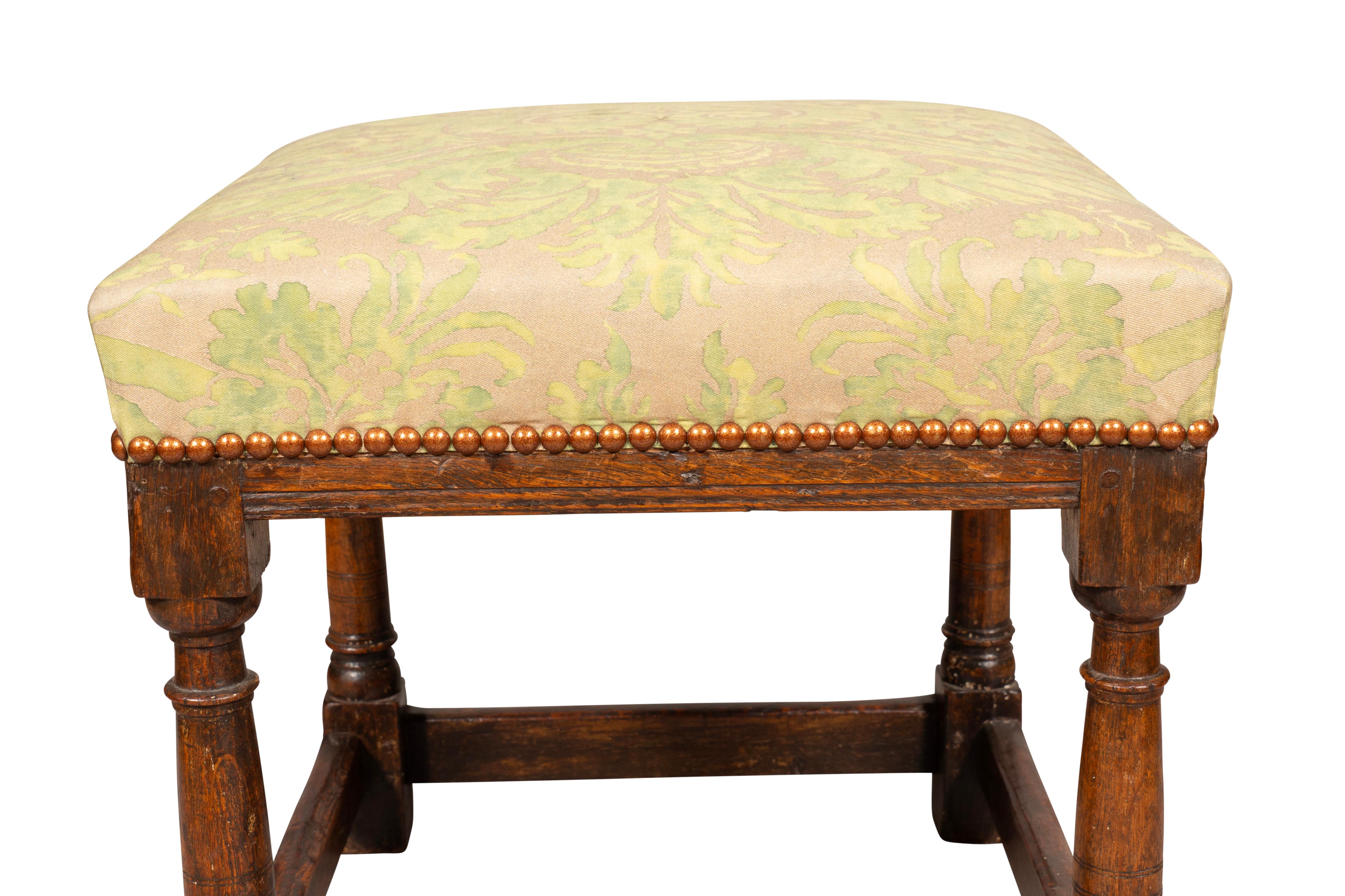 Fabric Louis XIII Oak Bench For Sale