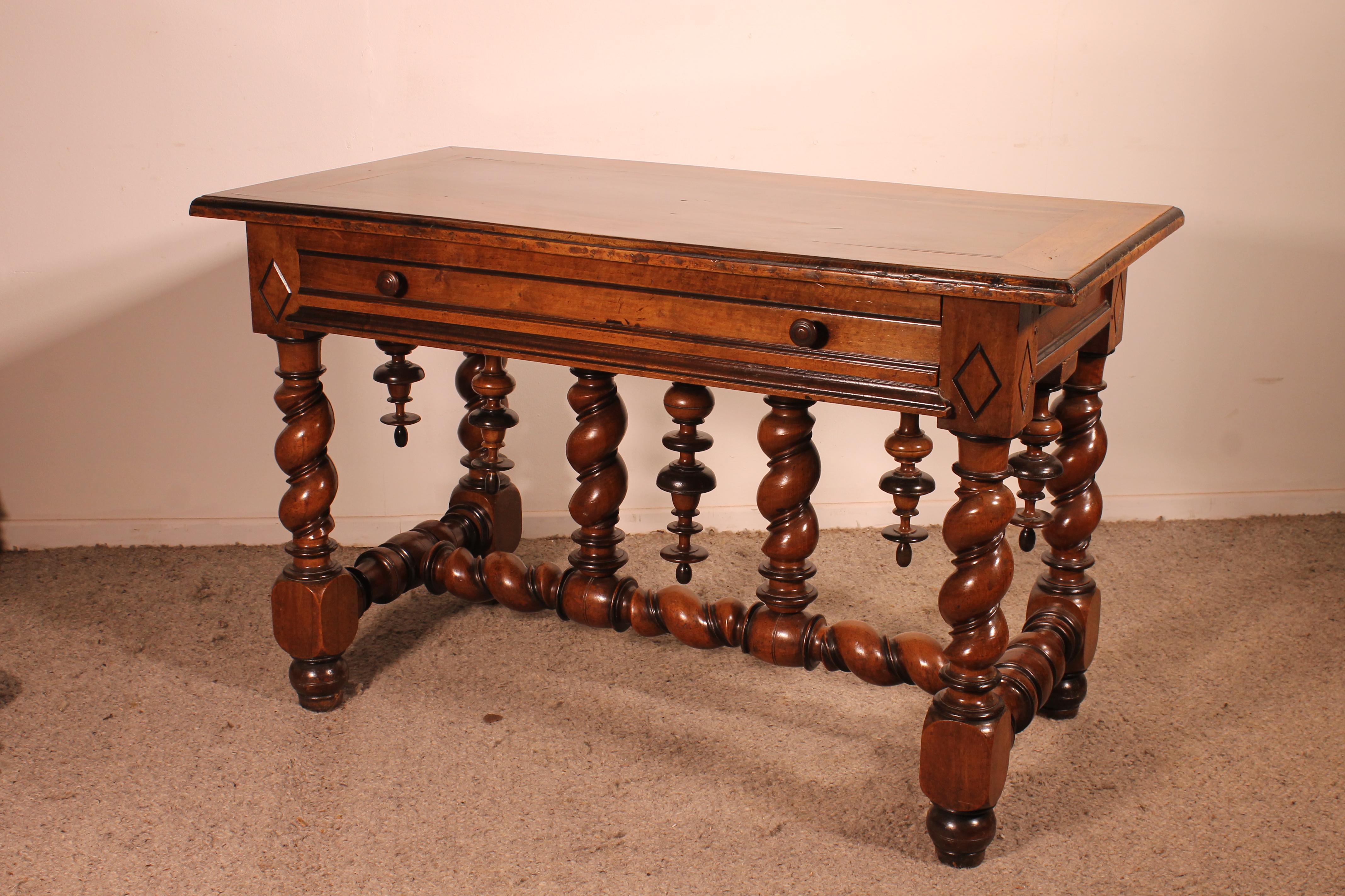 Louis XIII Period Center Table Or Console In Walnut -early 17 Century For Sale 9