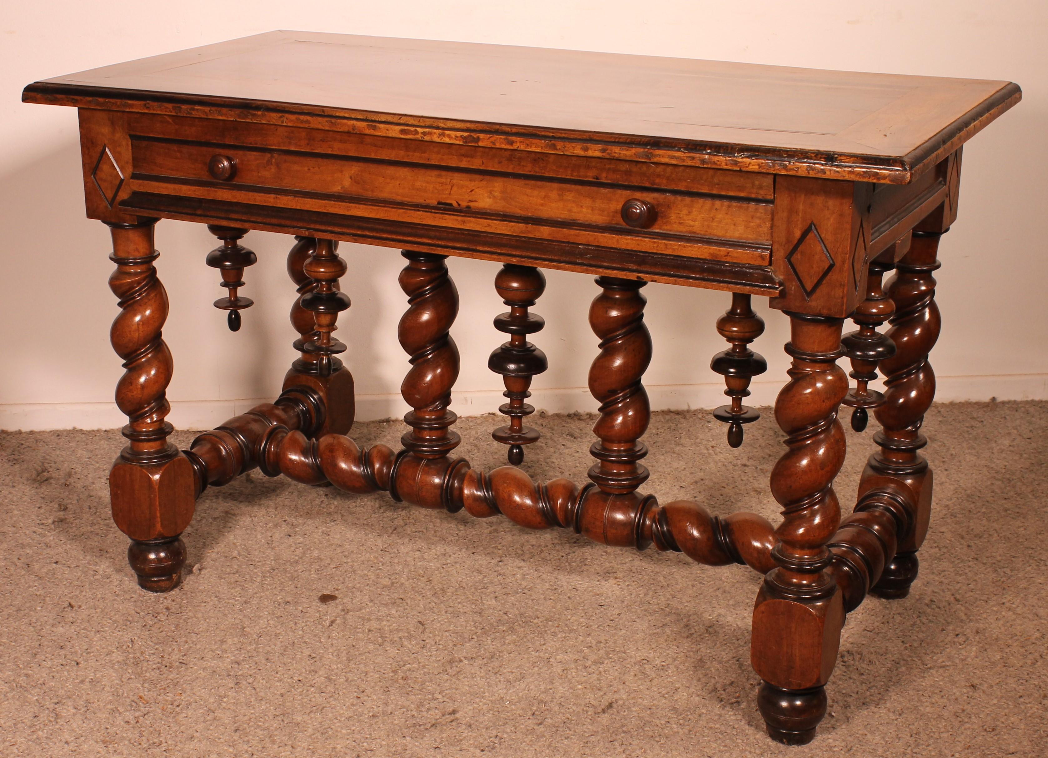 Louis XIII Period Center Table Or Console In Walnut -early 17 Century For Sale 10