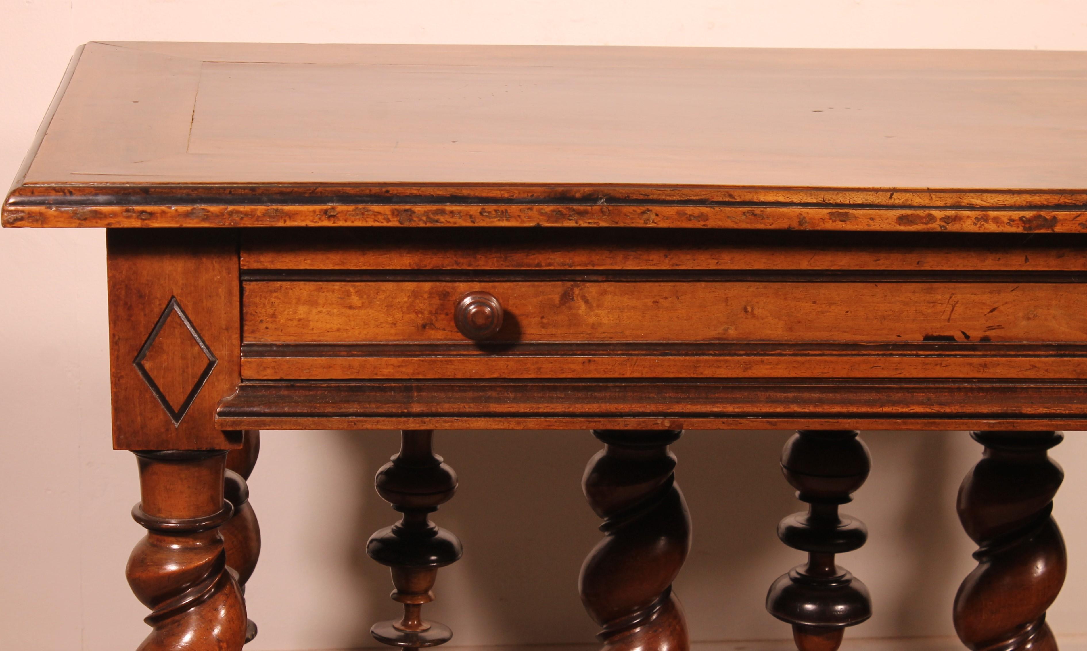 French Louis XIII Period Center Table Or Console In Walnut -early 17 Century For Sale