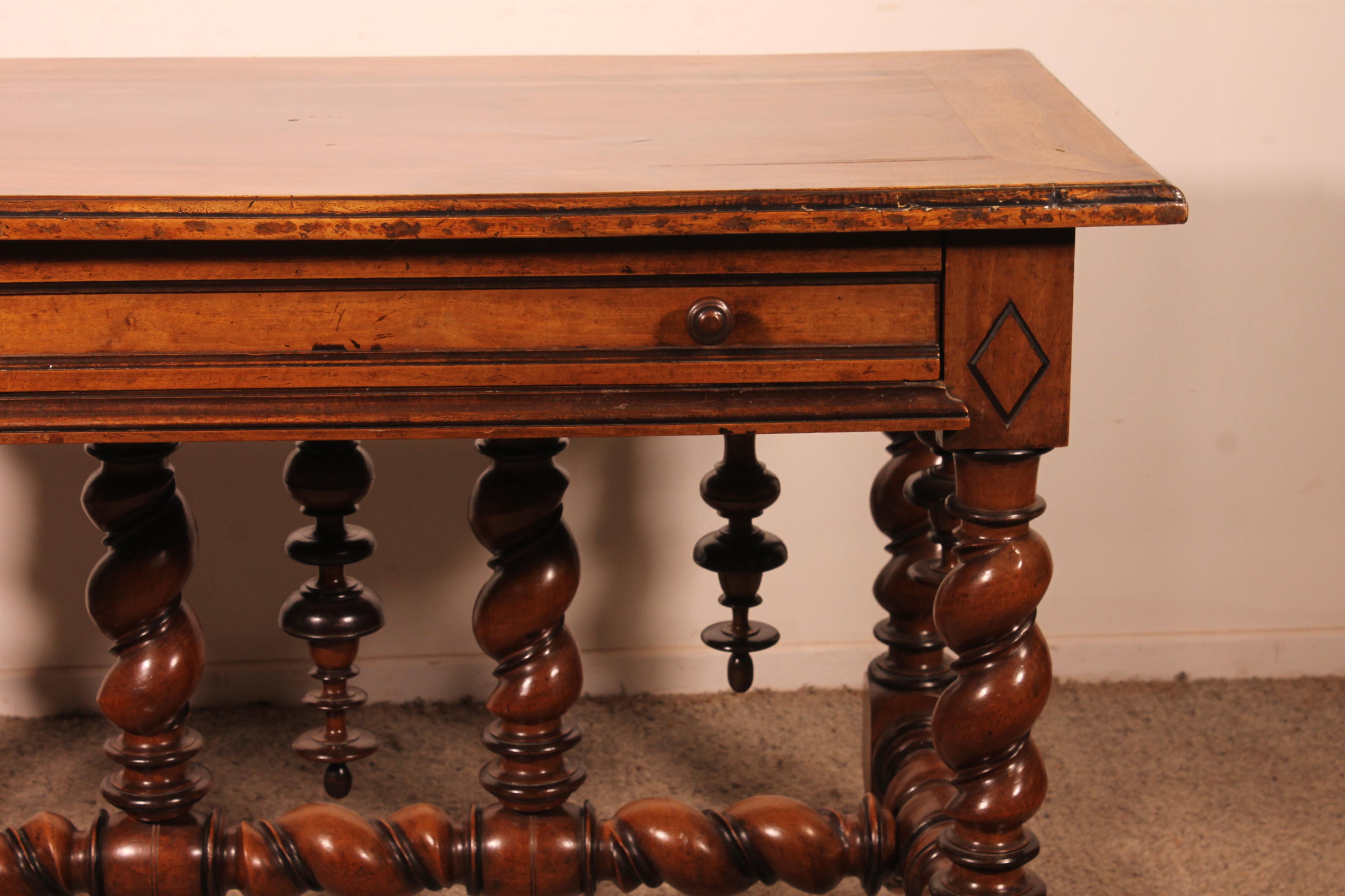 18th Century and Earlier Louis XIII Period Center Table Or Console In Walnut -early 17 Century For Sale