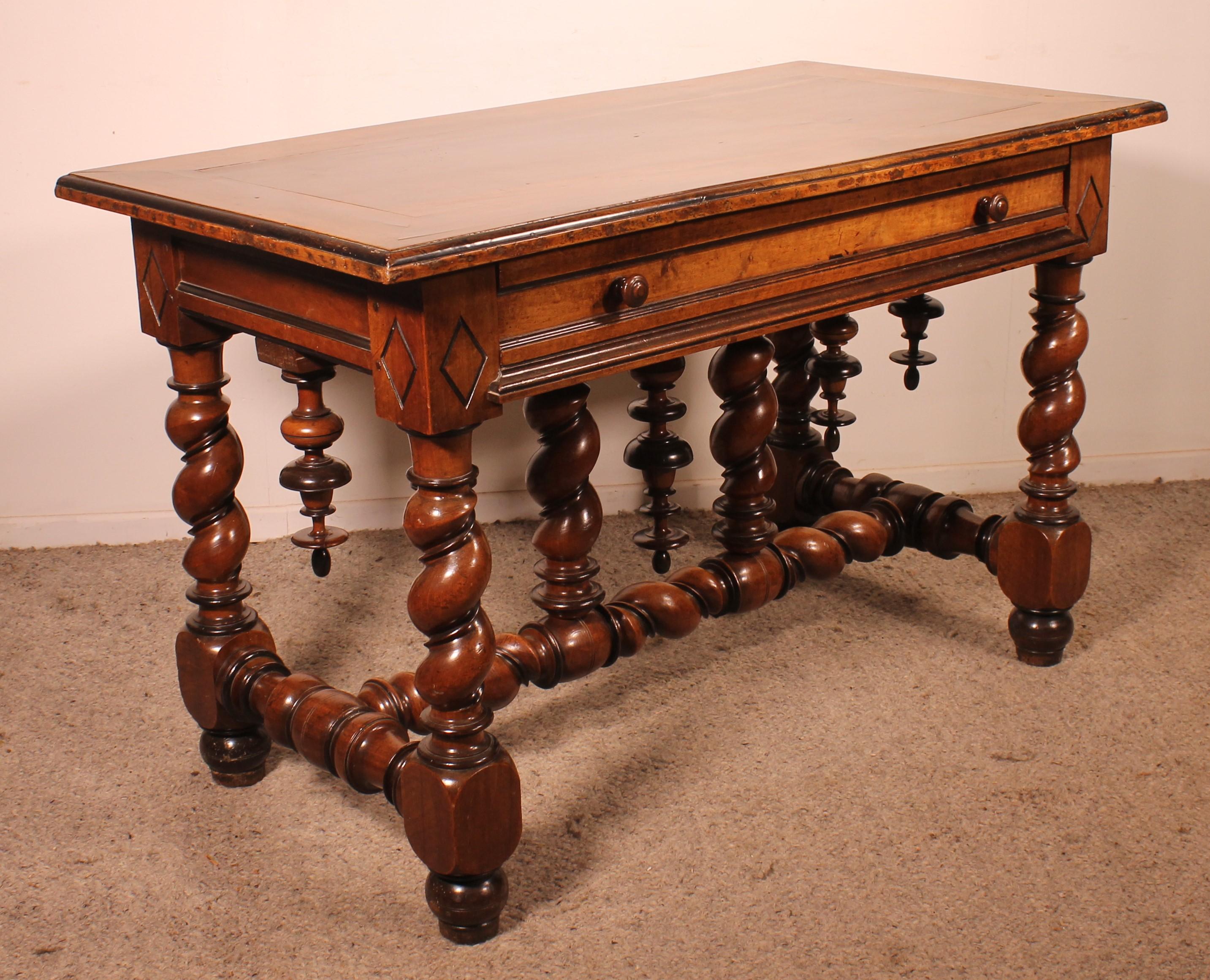 Louis XIII Period Center Table Or Console In Walnut -early 17 Century For Sale 1