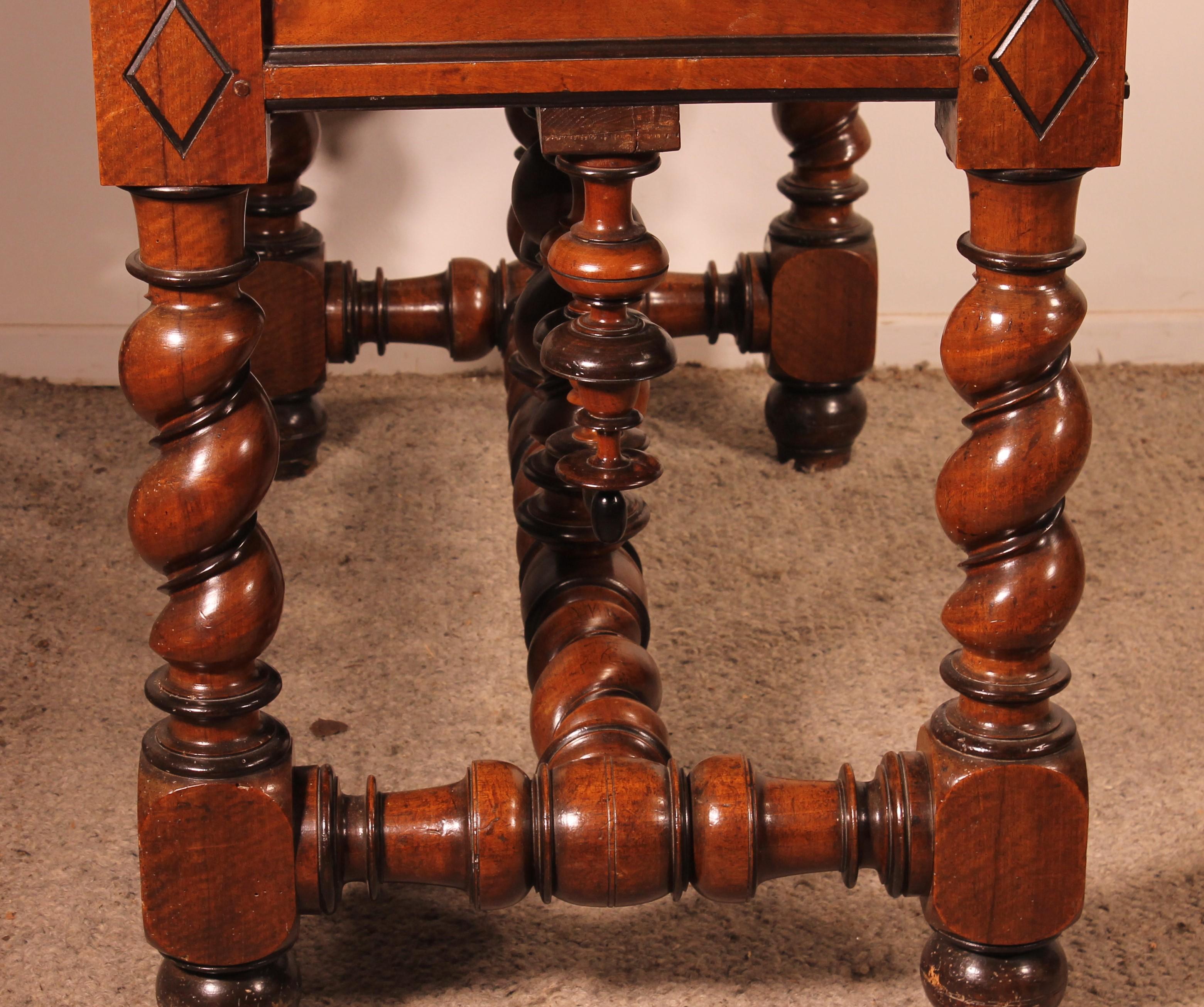 Louis XIII Period Center Table Or Console In Walnut -early 17 Century For Sale 4