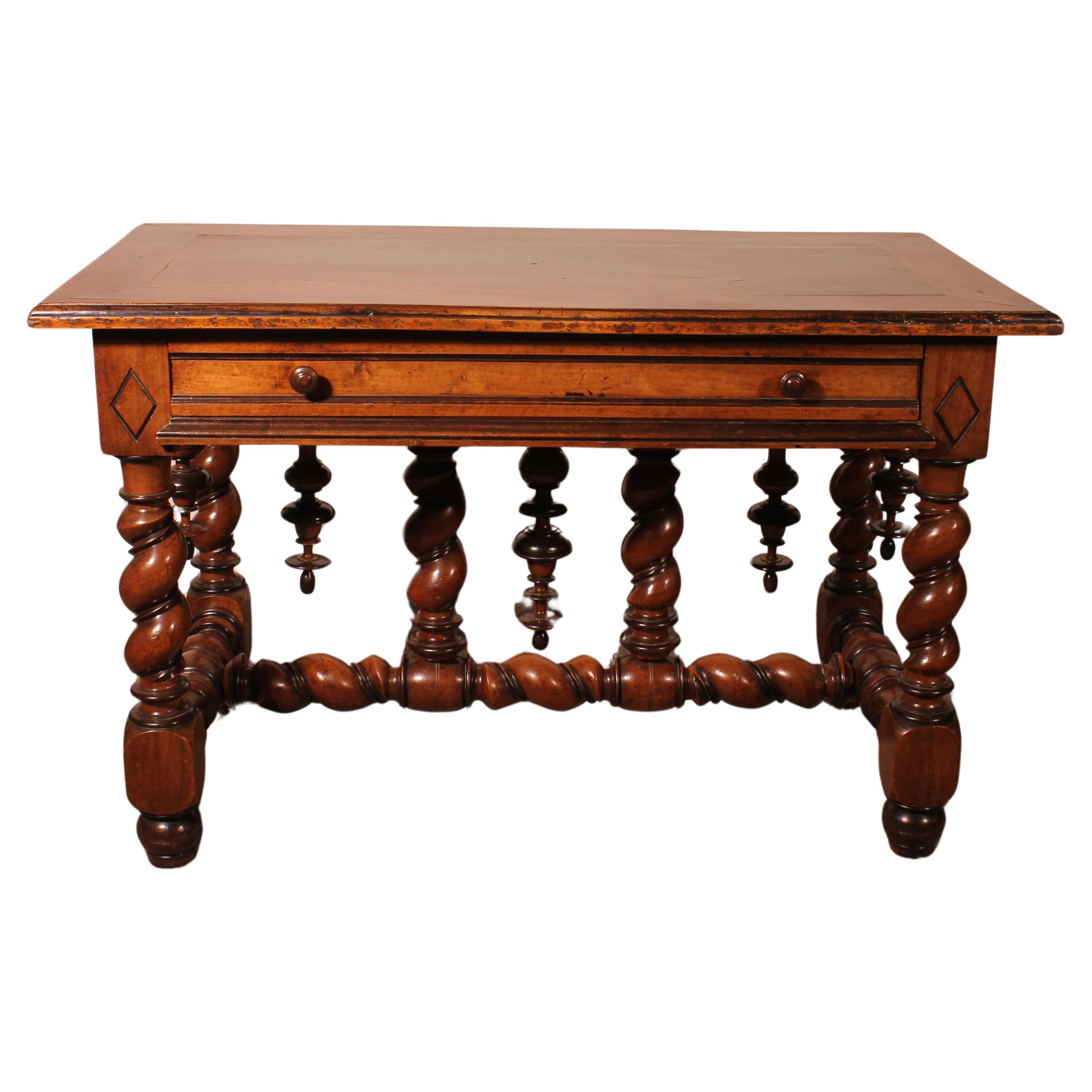 Louis XIII Period Center Table Or Console In Walnut -early 17 Century