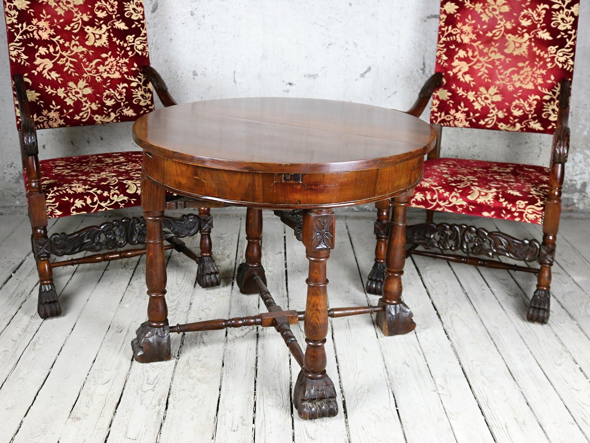 Louis XIII Style 19th Century French Walnut Throne Seating Set 8