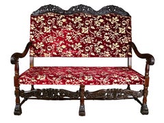 Ensemble de sièges trônes de style Louis XIII du 19ème siècle en noyer français