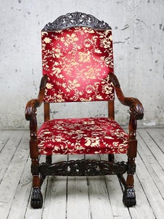 Ensemble de sièges trônes français de style Louis XIII du 19ème siècle