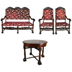 Louis XIII Style 19th Century French Walnut Throne Seating Set