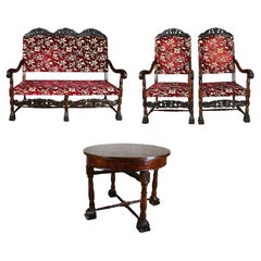 Louis XIII-style 19th Century French Walnut Throne Seating Set