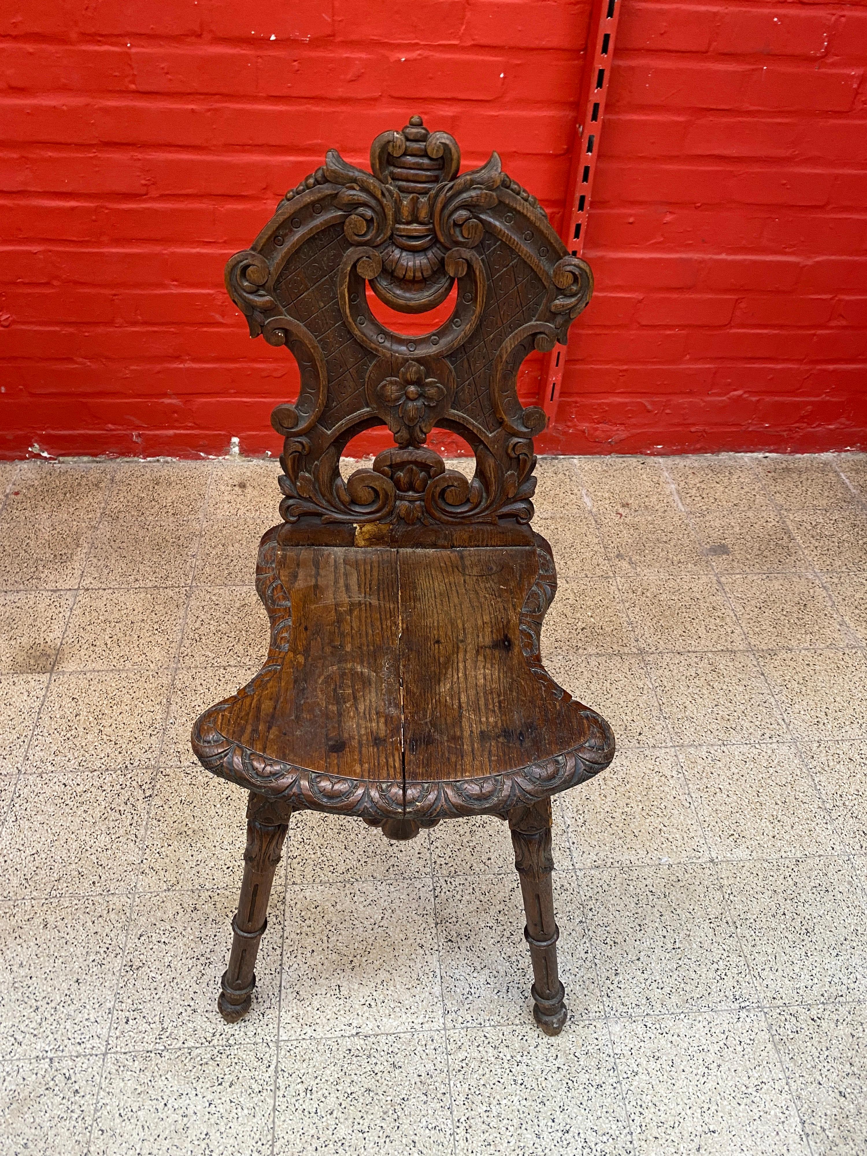 Européen Chaise de style Louis XIII en chêne massif:: vers 1900 en vente