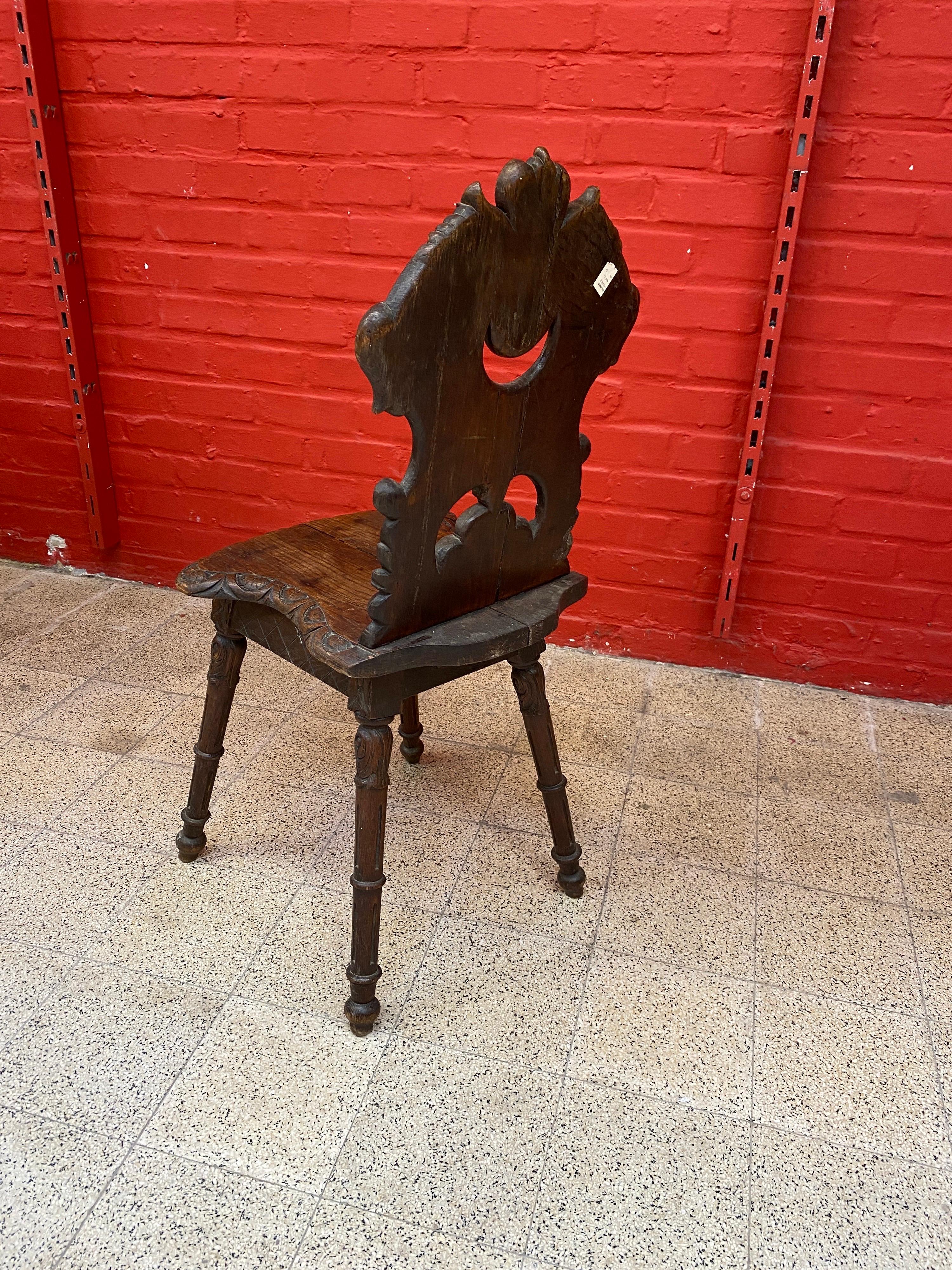 Louis XIII Style Chair in Solid Chair, circa 1900 In Good Condition For Sale In Saint-Ouen, FR