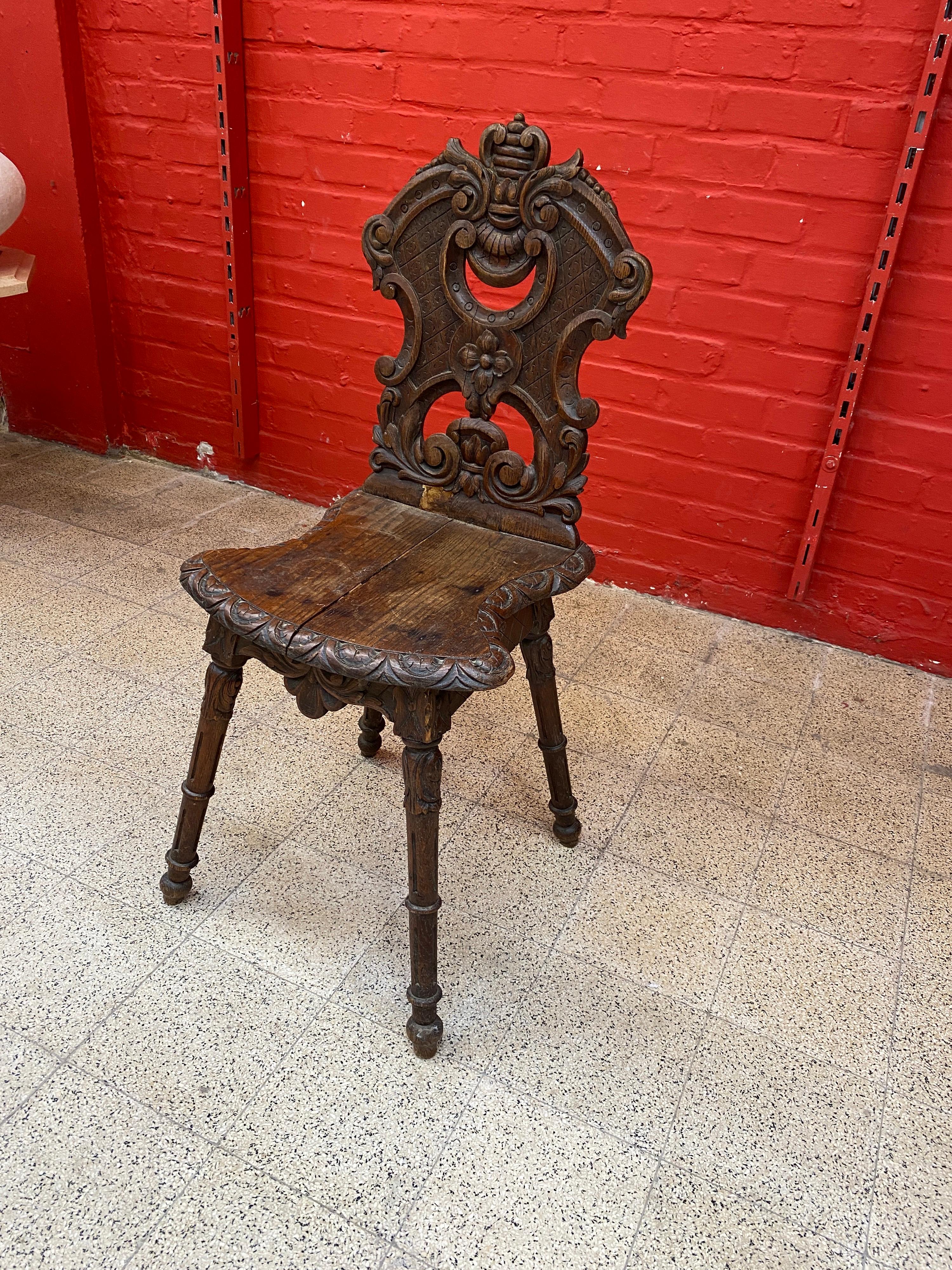 Louis XIII Style Chair in Solid Chair, circa 1900 For Sale 1