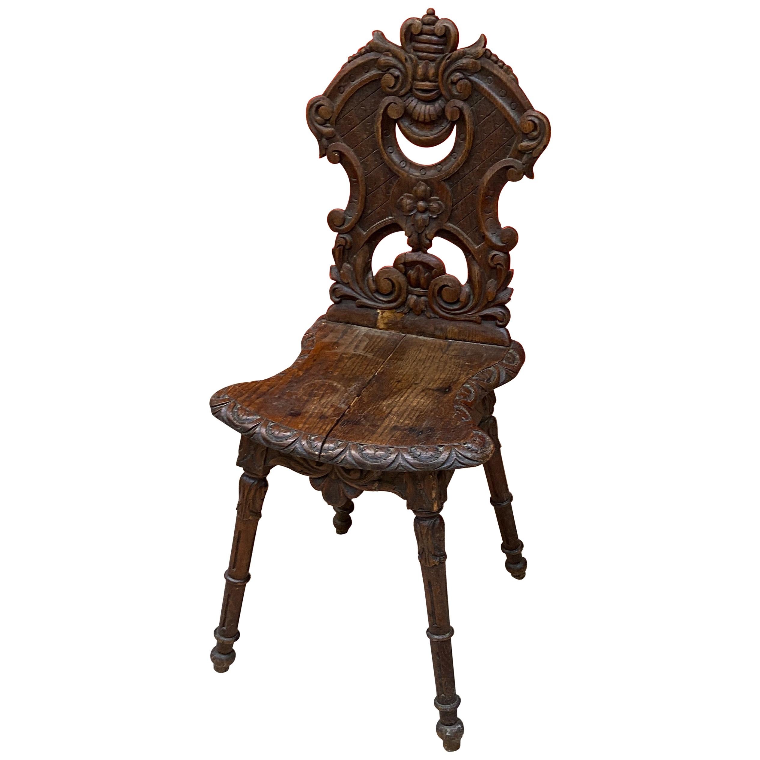 Chaise de style Louis XIII en chêne massif:: vers 1900 en vente