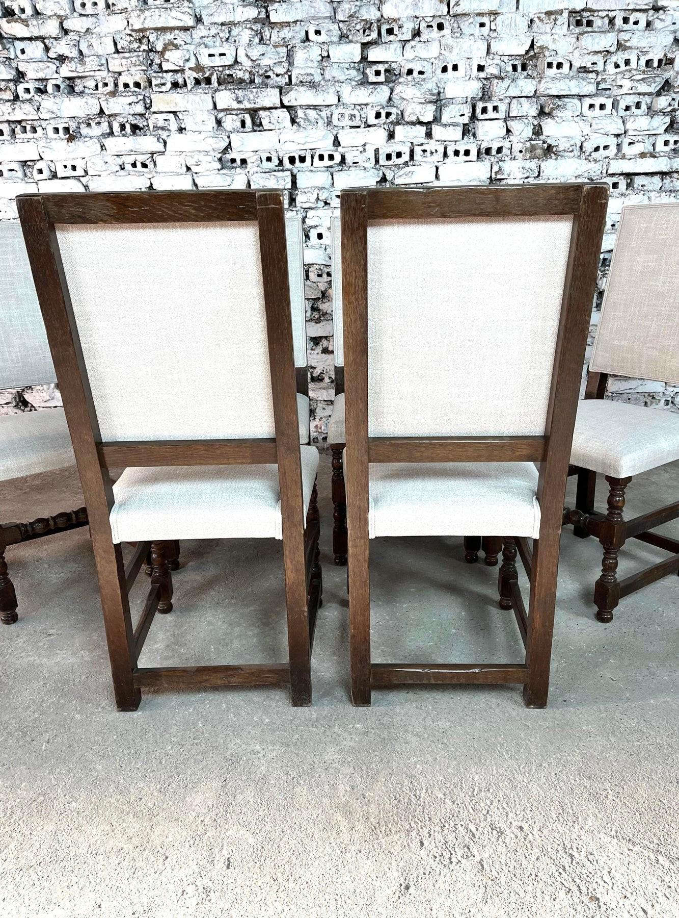 Louis XIII Style Dining Chairs, Reupholstered - Set of 6 Francés en venta