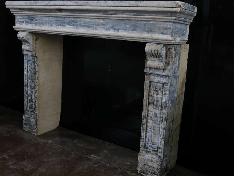 Louis XIII Style Fireplace Hand-crated in Limestone 19th Century from France. For Sale 1