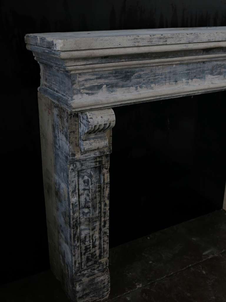 Louis XIII Style Fireplace Hand-crated in Limestone 19th Century from France. For Sale 2