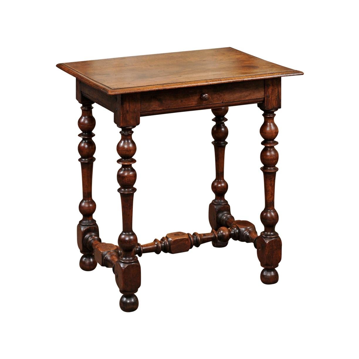 Louis XIII Style French Walnut Petite Side Table, 18th Century