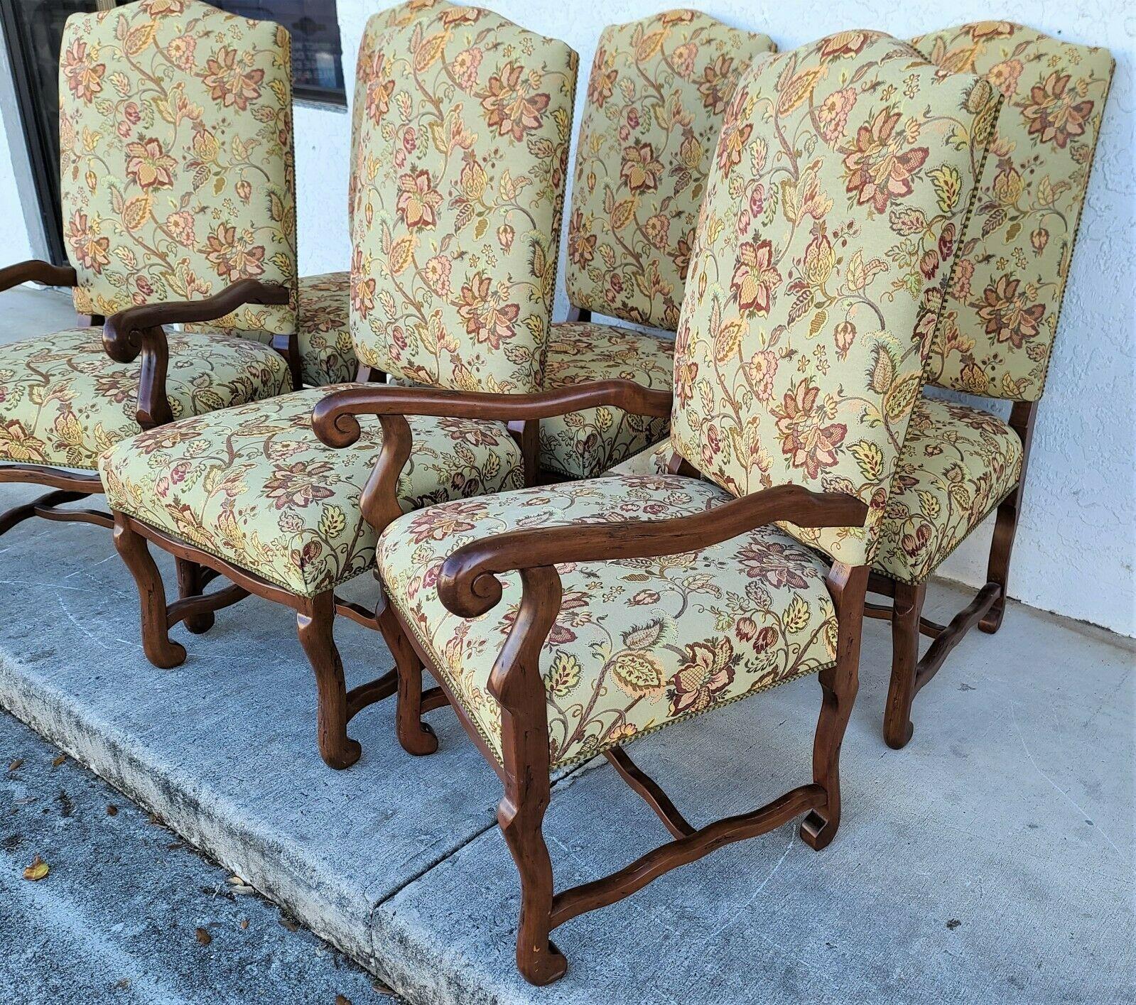 Louis XIII Style Mutton Leg Dining Chairs, Set of 6 In Good Condition For Sale In Lake Worth, FL