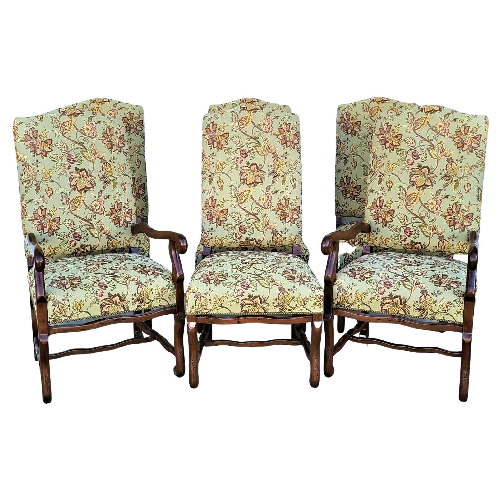 Set of Eight Louis XIII Style Walnut Upholstered Side Chairs - Ruby Lane