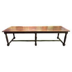 Table de ferme en Oak Oak de style Louis XIII, 19e siècle
