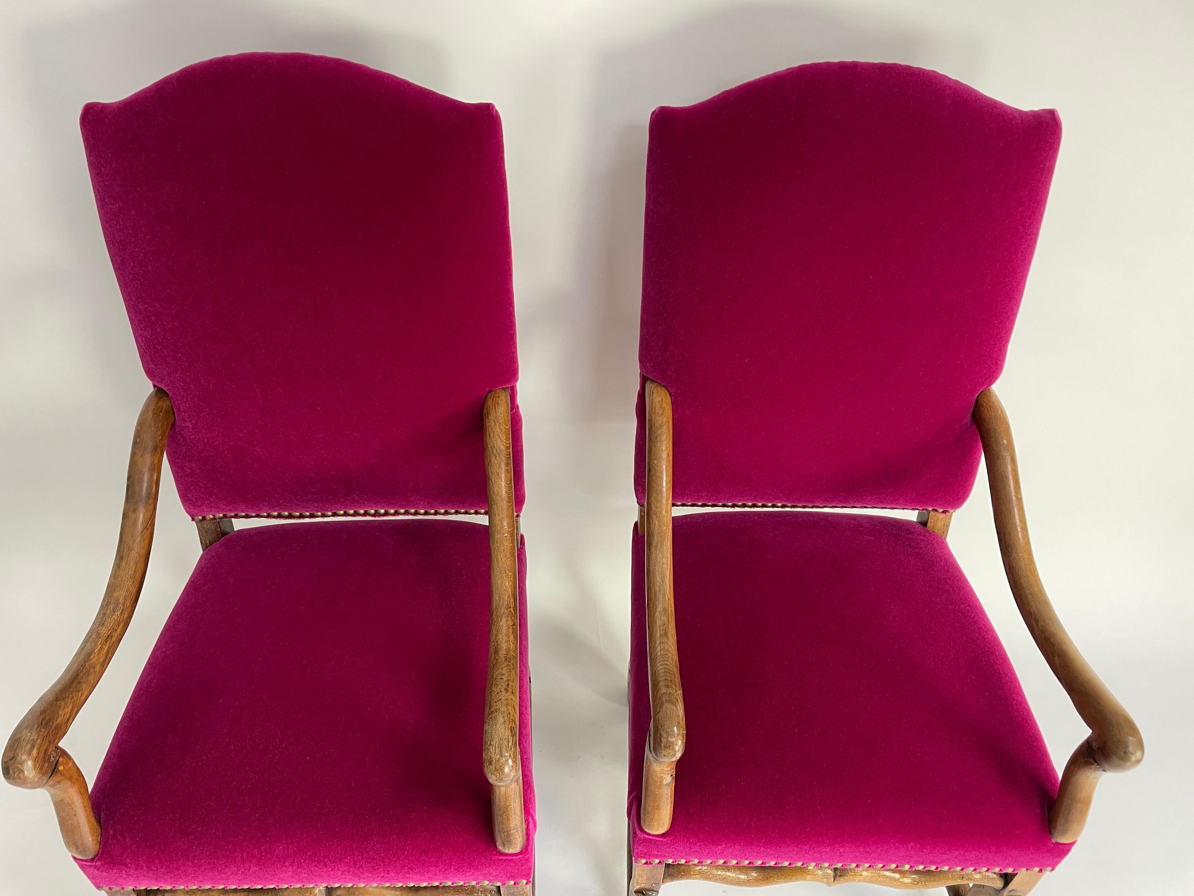 French Louis XIII Style Os De Mouton Arm Chairs For Sale