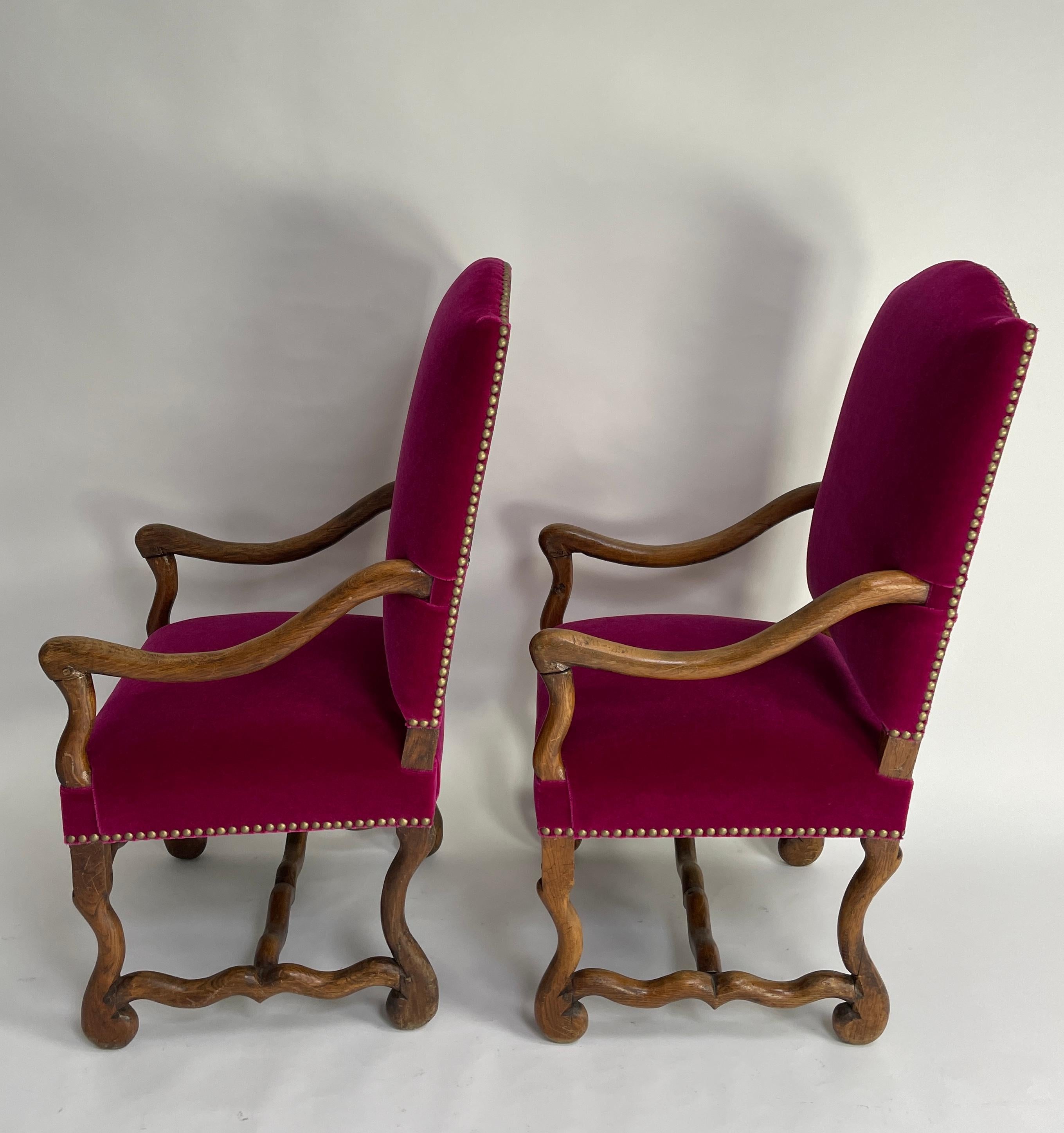 Louis XIII Style Os De Mouton Arm Chairs In Good Condition For Sale In Los Angeles, CA