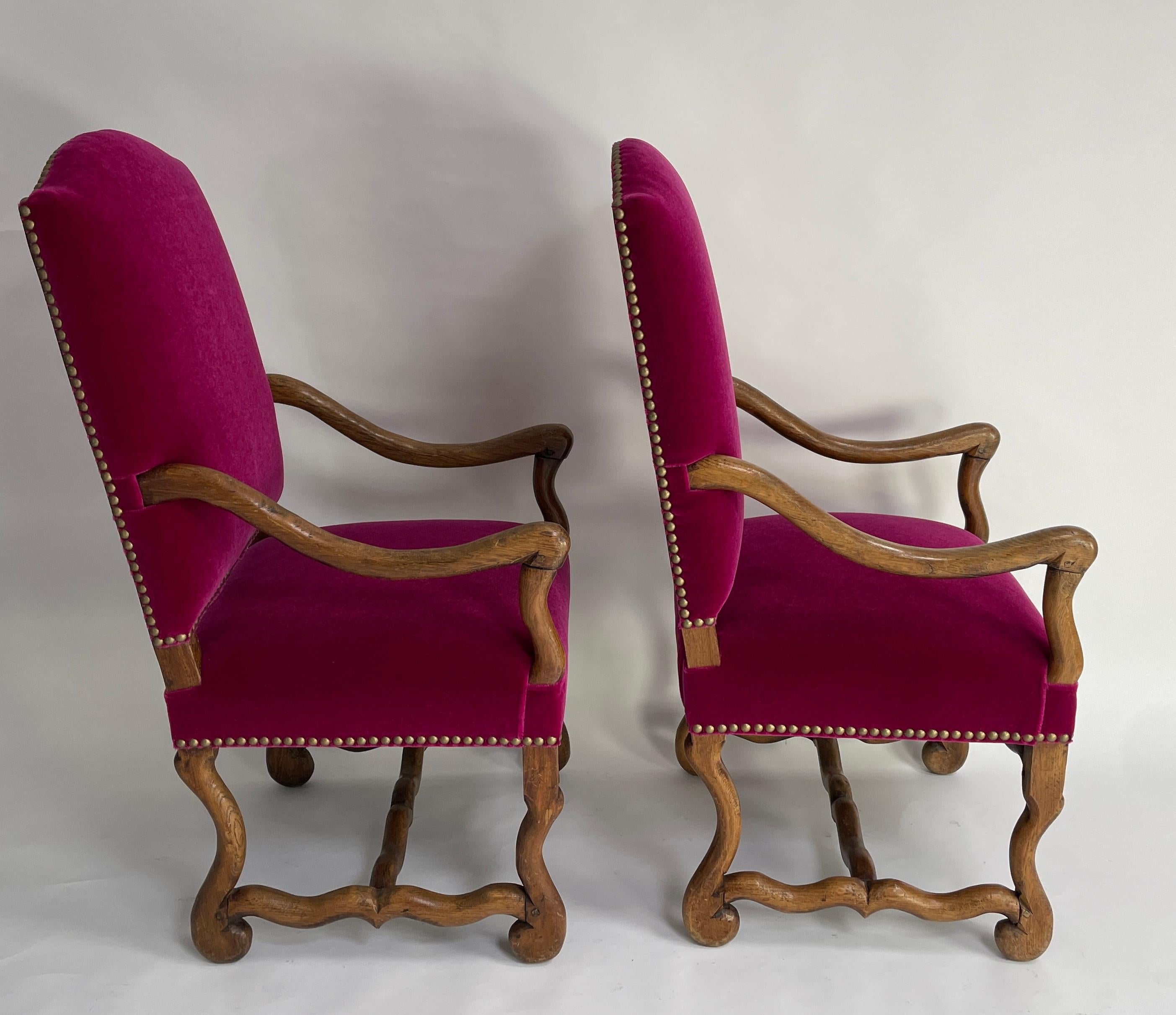 Late 19th Century Louis XIII Style Os De Mouton Arm Chairs For Sale