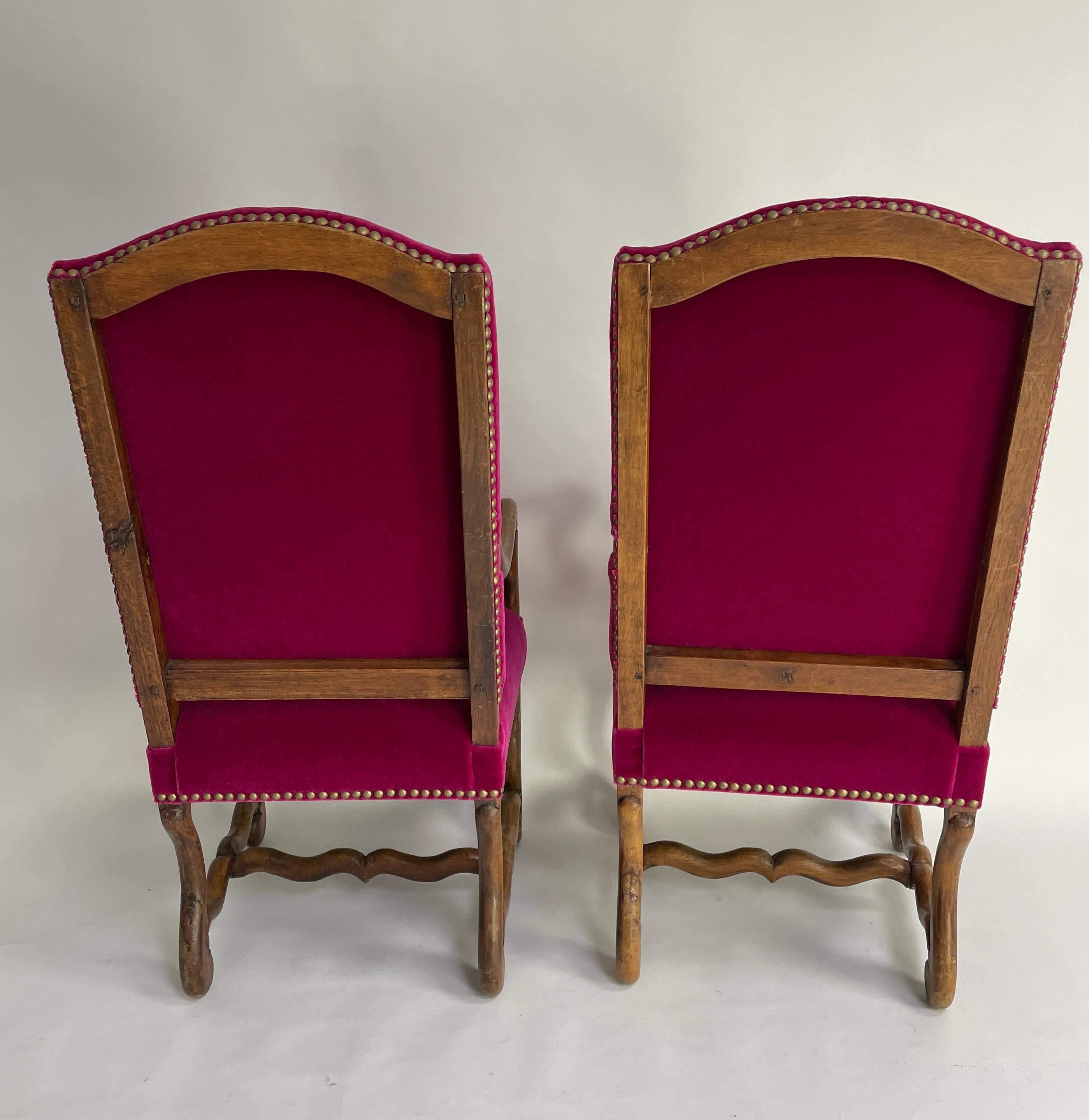 Mohair Louis XIII Style Os De Mouton Arm Chairs For Sale