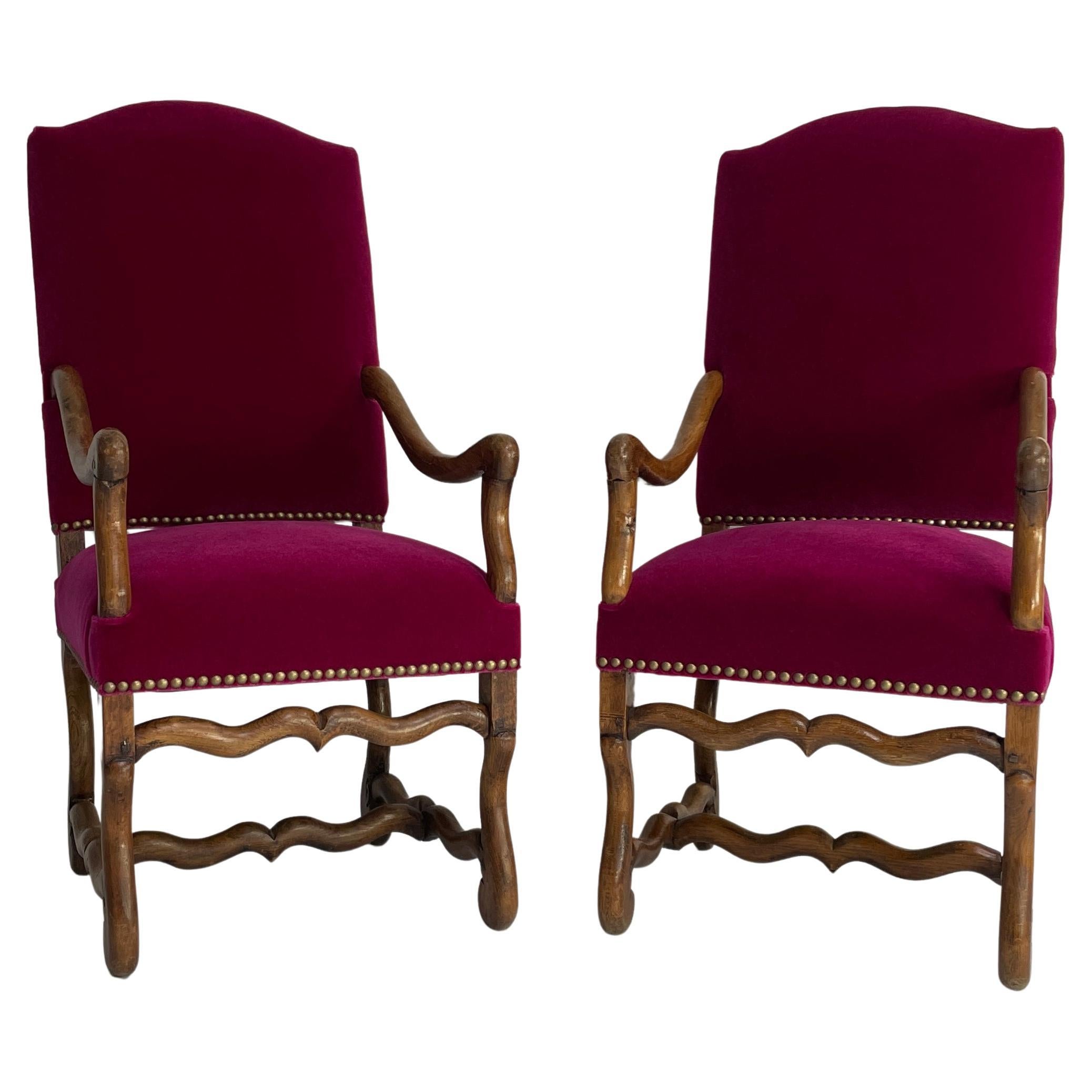 Louis XIII Style Os De Mouton Arm Chairs For Sale