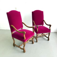 Louis XIII Style Pair of Os de Mouton Arm Chairs, 1890's.