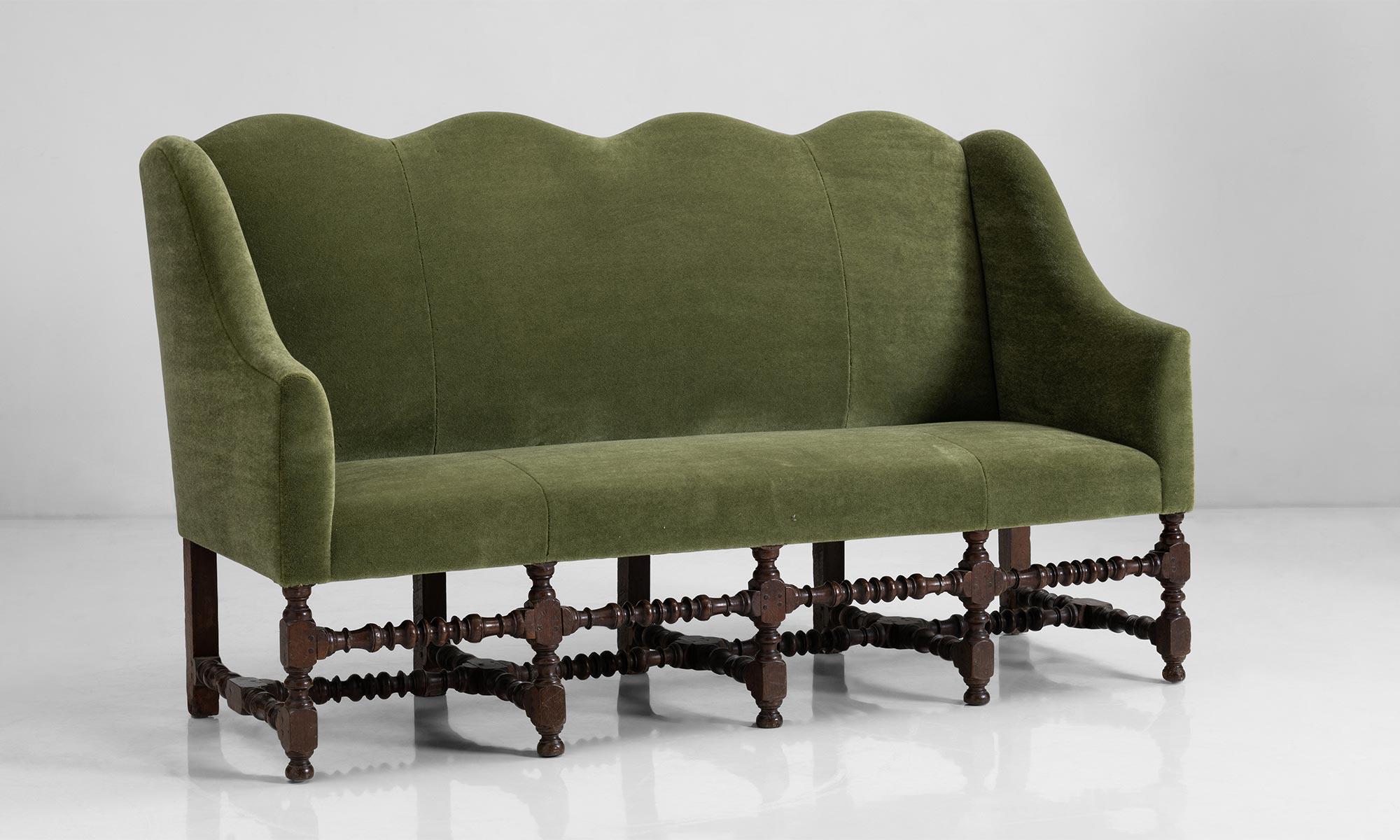 French Louis XIII Style Sofa in Mohair Velvet from Pierre Frey, France Circa 1840