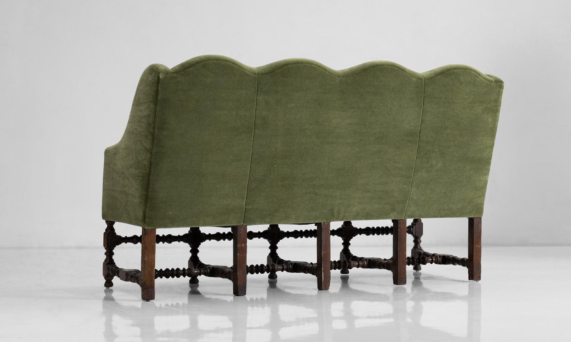 Louis XIII Style Sofa in Mohair Velvet from Pierre Frey, France Circa 1840 3