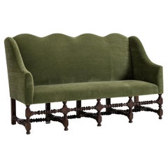 Antique Louis XIII Style Sofa in Mohair Velvet from Pierre Frey, France Circa 1840