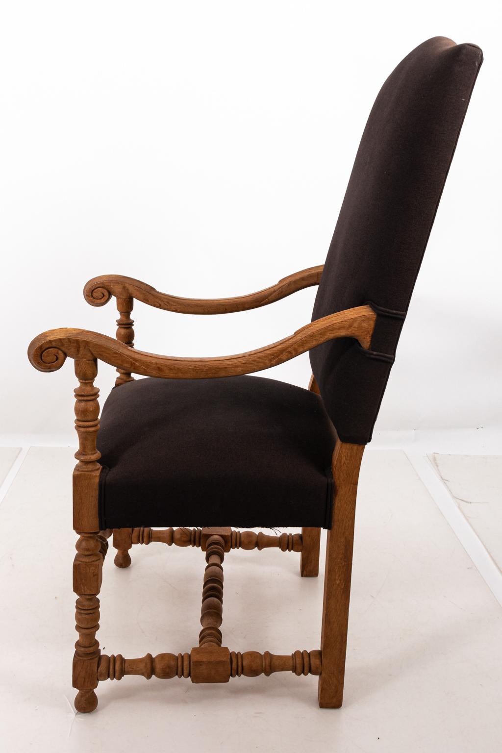 20th Century Louis XIII Style Upholstered Armchair