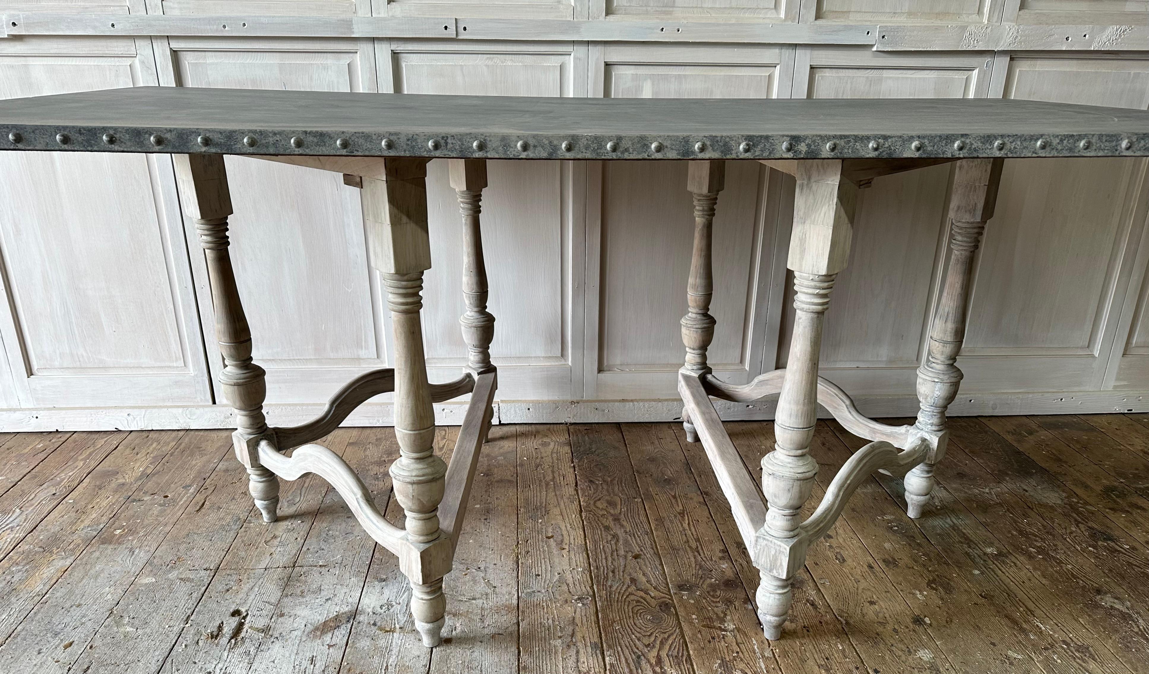 Louis XIII Style Zinc Top Dining Room Table For Sale 4