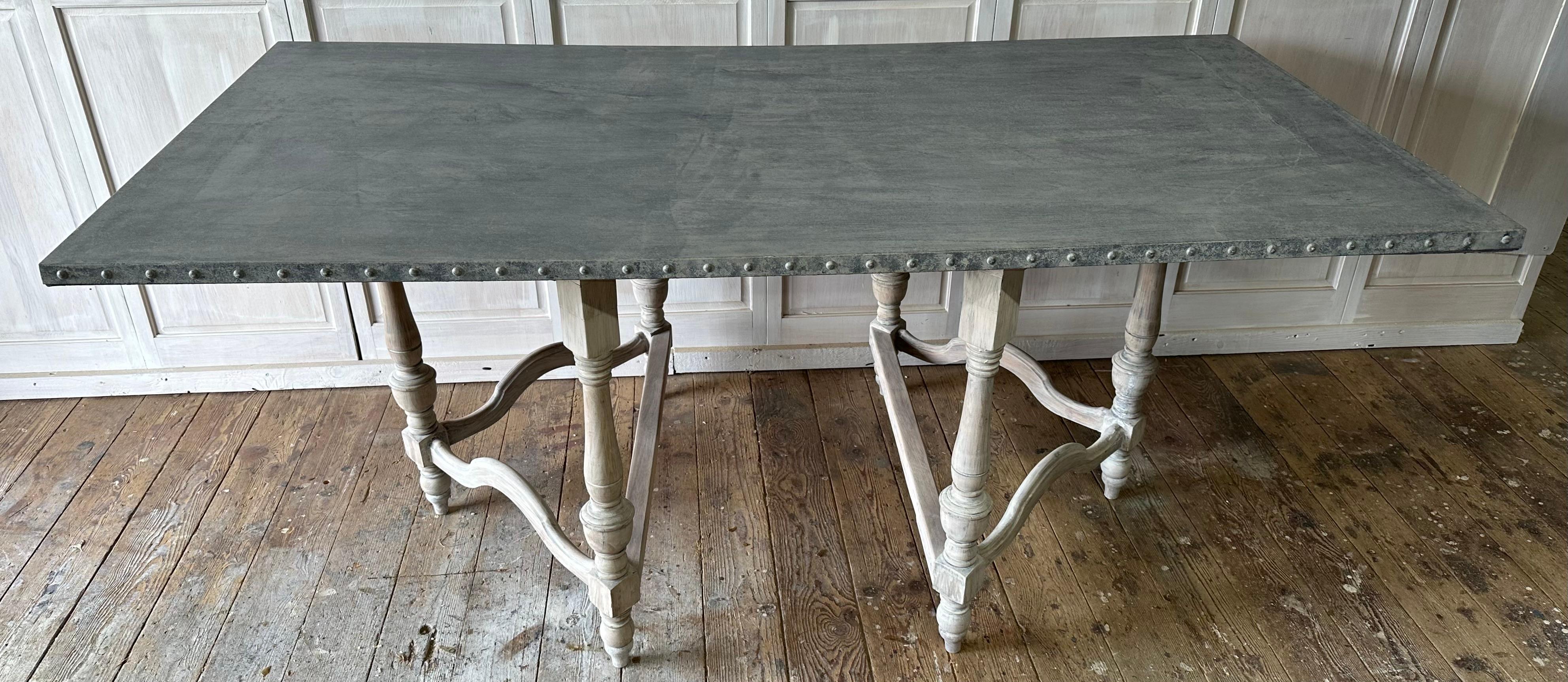 Louis XIII Style Zinc Top Dining Room Table For Sale 5