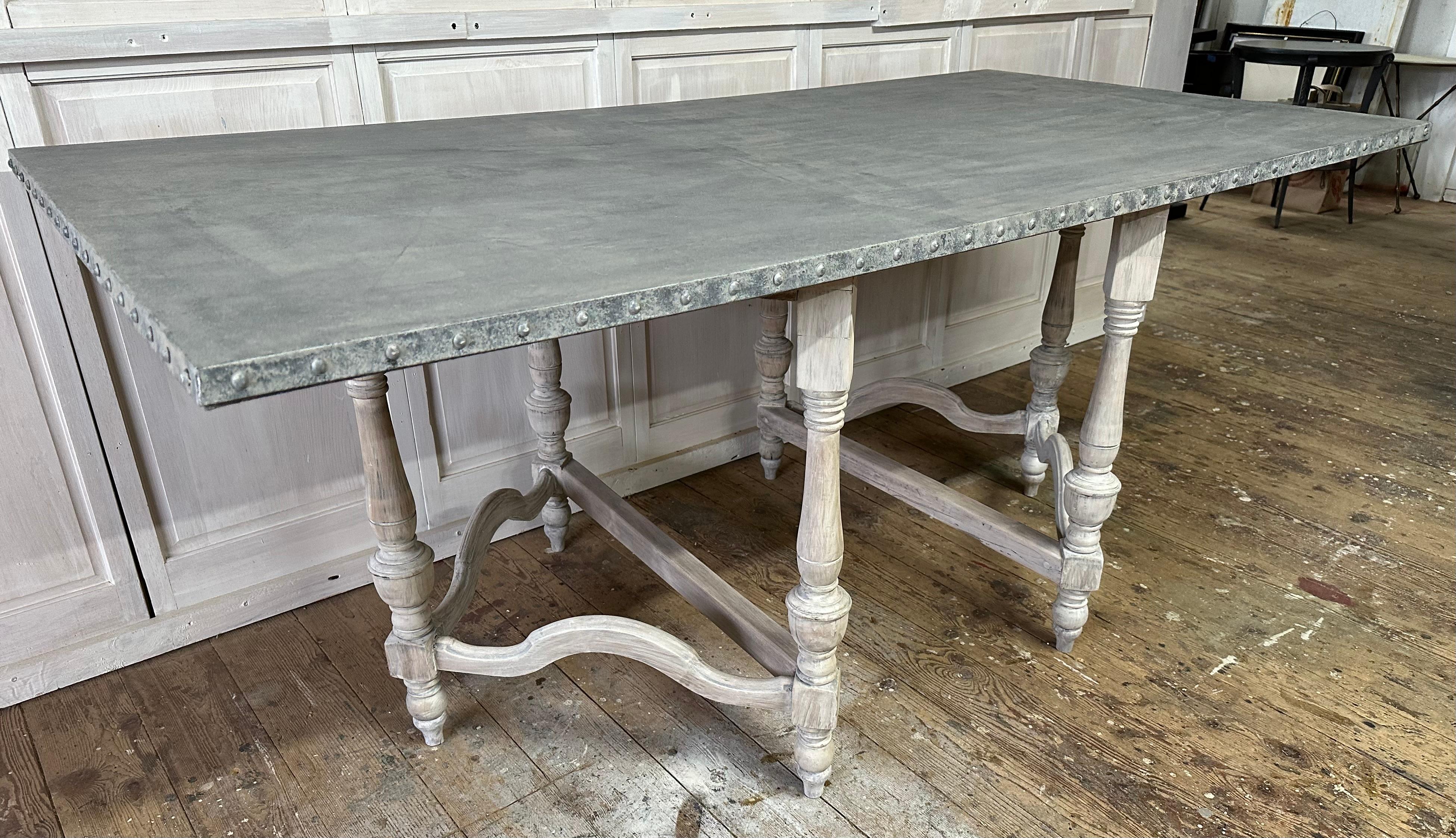 Louis XIII Style Zinc Top Dining Room Table For Sale 1